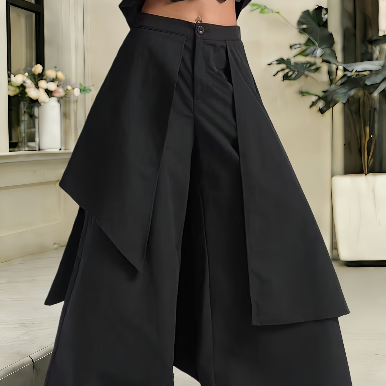 TEMU Bk251217116 Women's Slim Fit Casual Pants - Women's Spring/summer Pants - High-waisted Fashionable Irregular Casual Pants - High-waisted