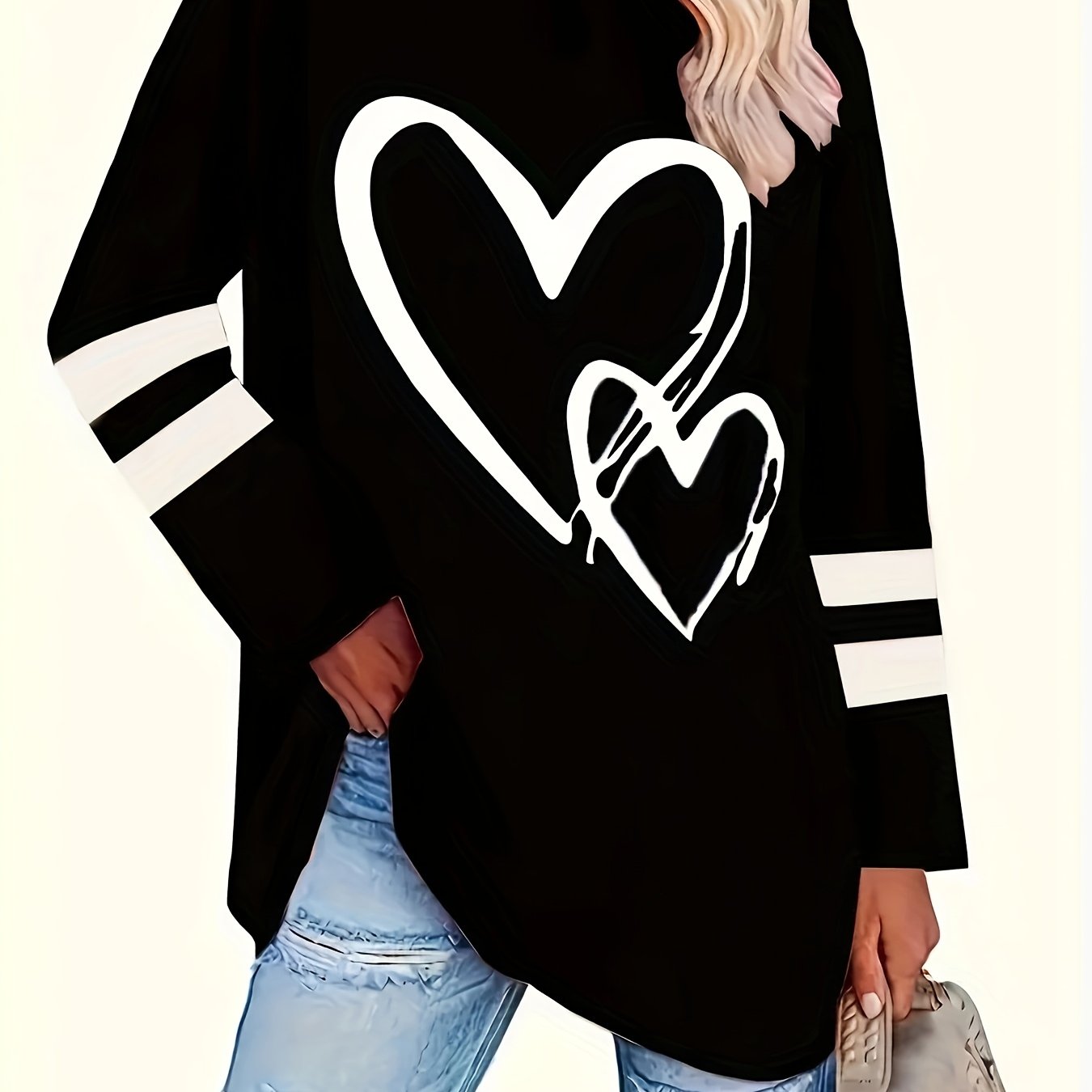 Image of Plus Size, Cross-border European And American Women's Fashion Spring/autumn Style Colorful Loose Fit Long Sleeve Crew Neck Women's Top