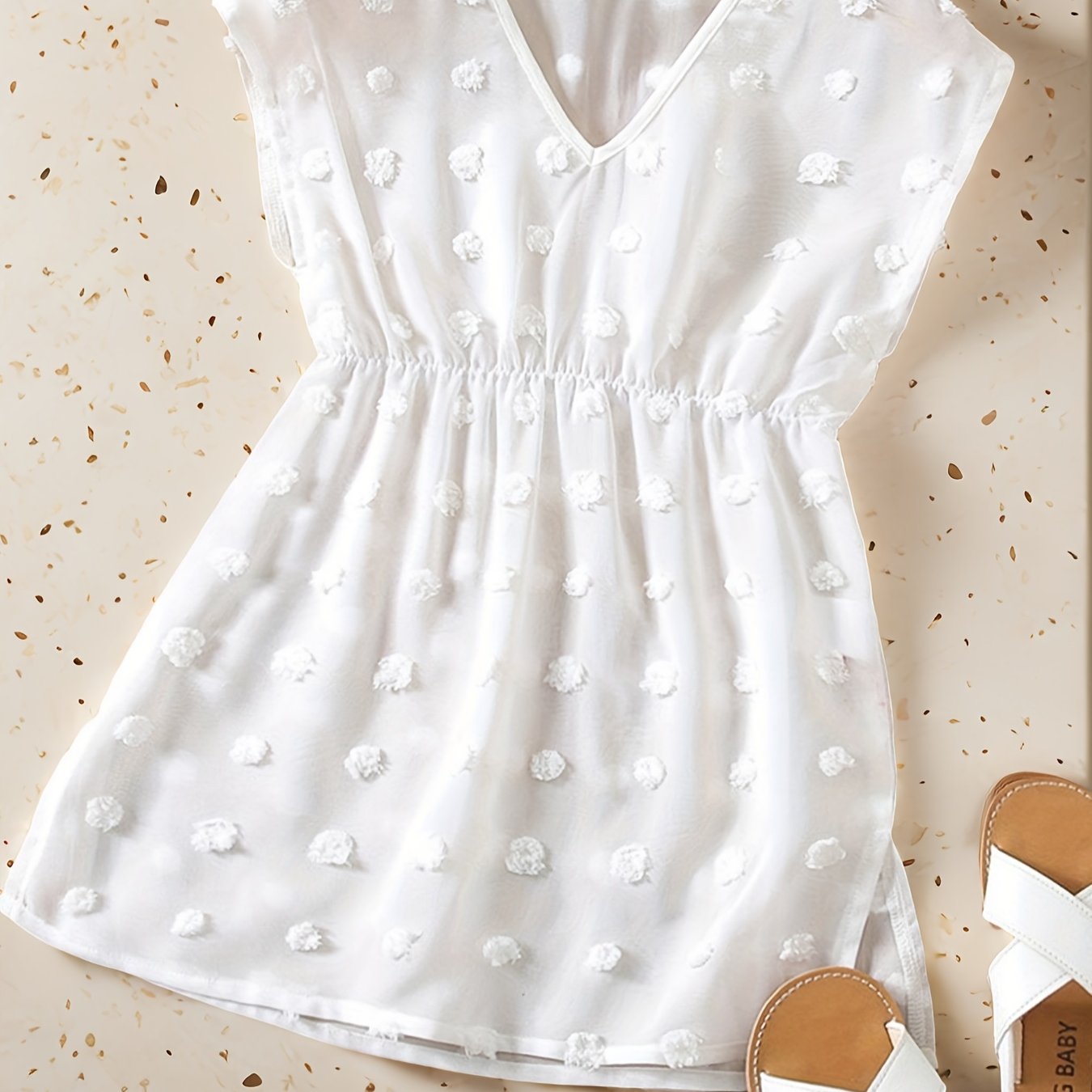Image of ' Chiffon Beach Dress - Sleeveless Up Swimwear | Semi-sheer Loose Fit Dress For Pool, Spa, Vacation | Machine Washable Summer Dress For To Teen (100%)