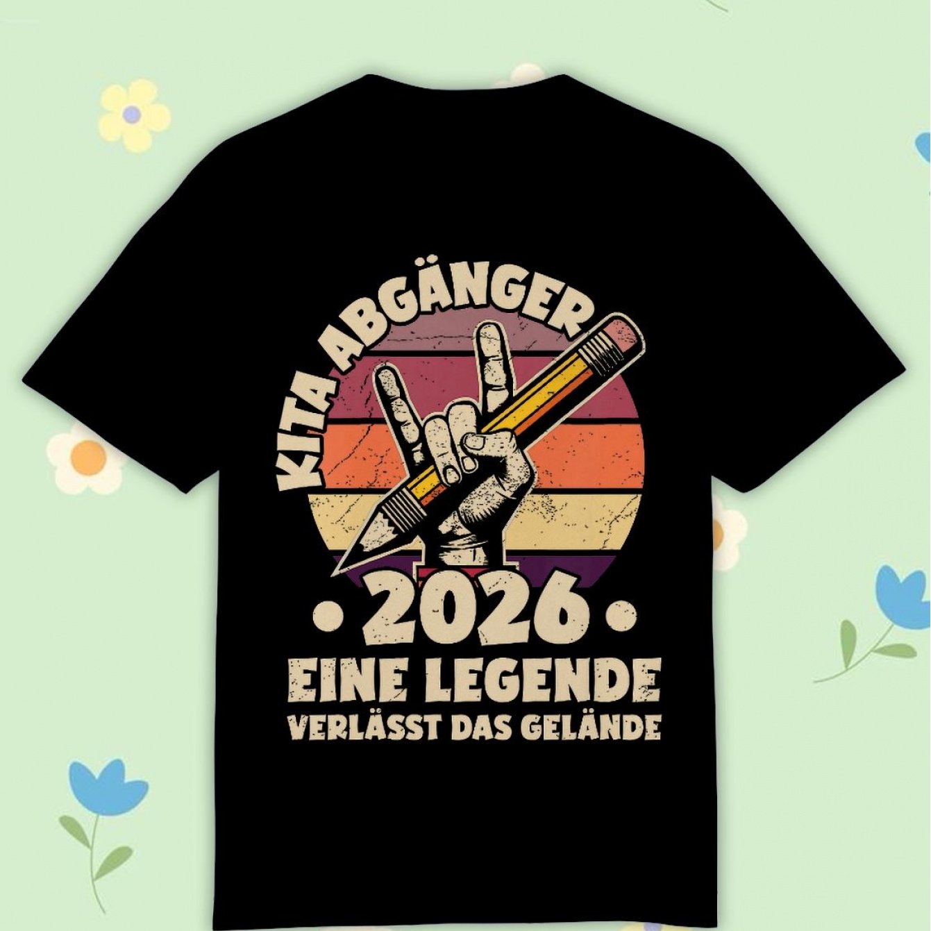 Image of Children's Kita Abgaenger 2026 T-shirt With German Text 'eine Verlaesst Das '[german , Black Comfortable Casual Crew Neck Tee For Boys And Girls T Shirt, 200g
