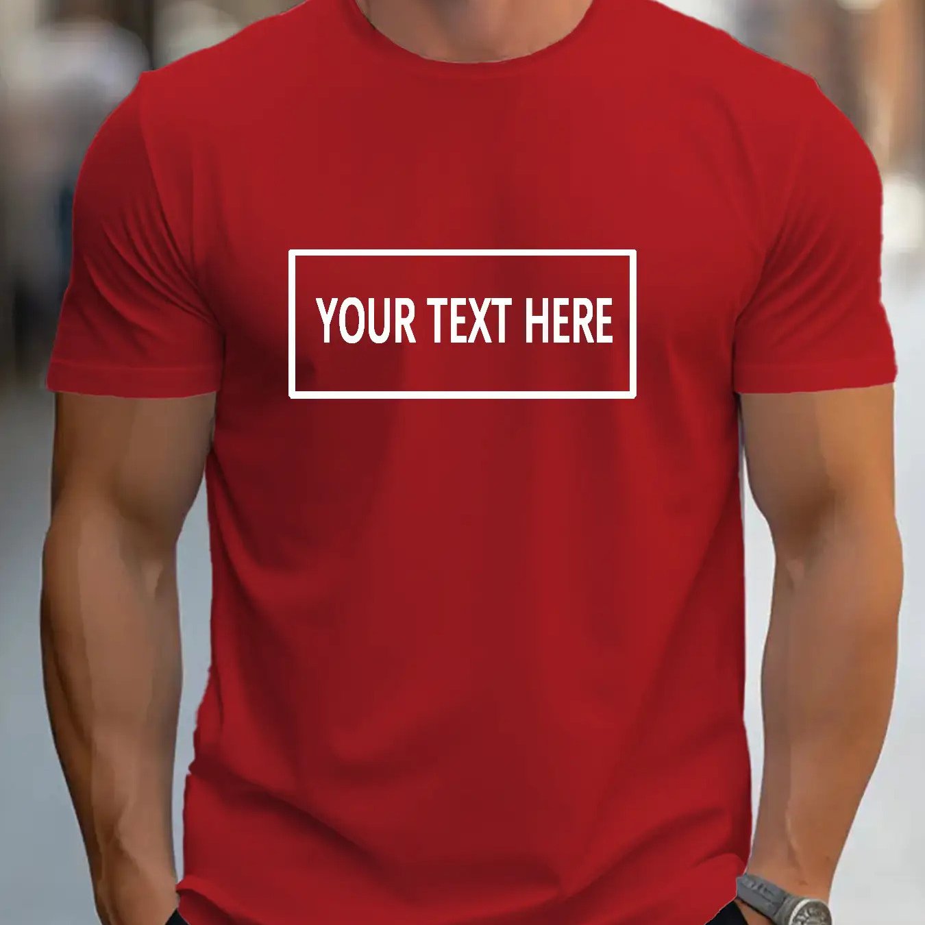 TEMU Customizable Men's Round Neck Short Sleeve T-shirt, Summer Casual Athletic Wear, Design Your Text/logo/image/ Breathable 3d Print, Knit Fabric,