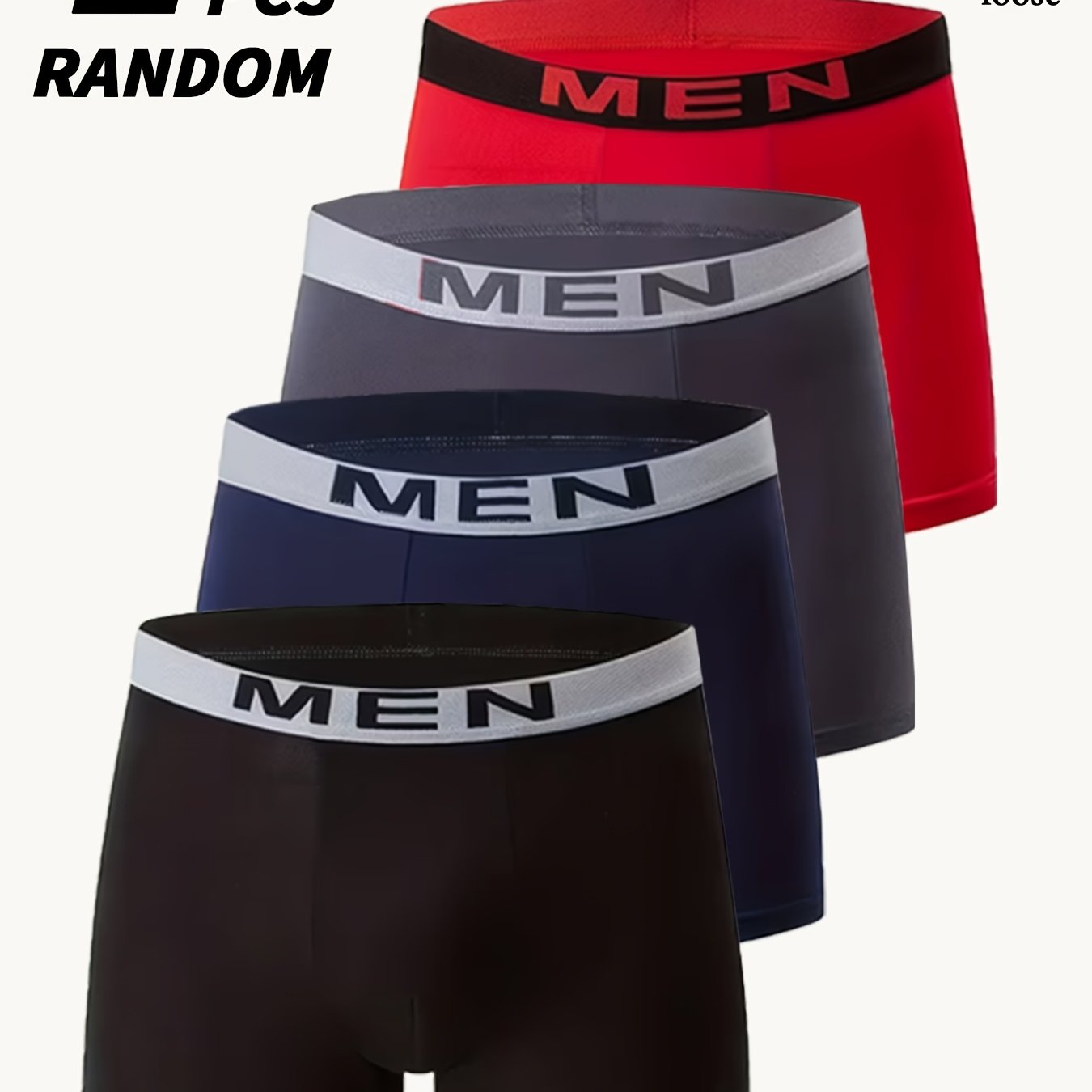 TEMU 1 pieza de bóxer para hombre aleatorio con diseño de cinturilla "MEN", color liso, y transpirable, tela de secado rápido. Adecuado para uso