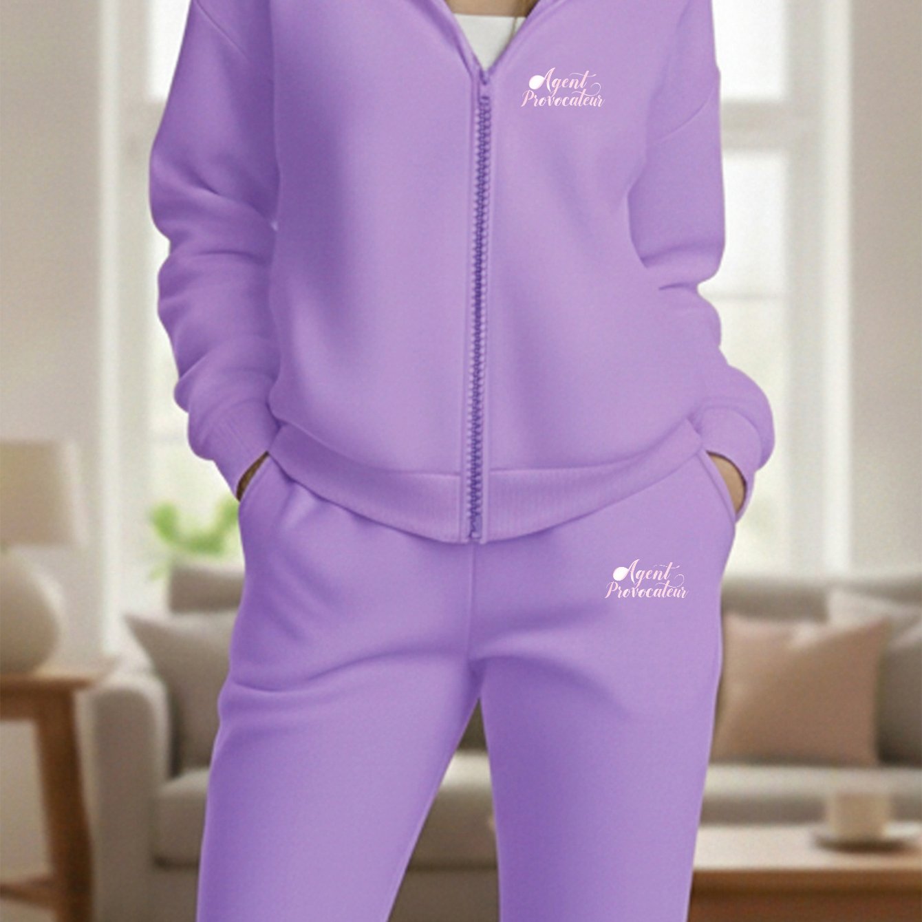TEMU 2pcs Women's Sportswear Set: Zipper Sweatshirt   Matching Jogger Pants. Simple And Stylish Women's Letter- For Daily Casual And Commuting.