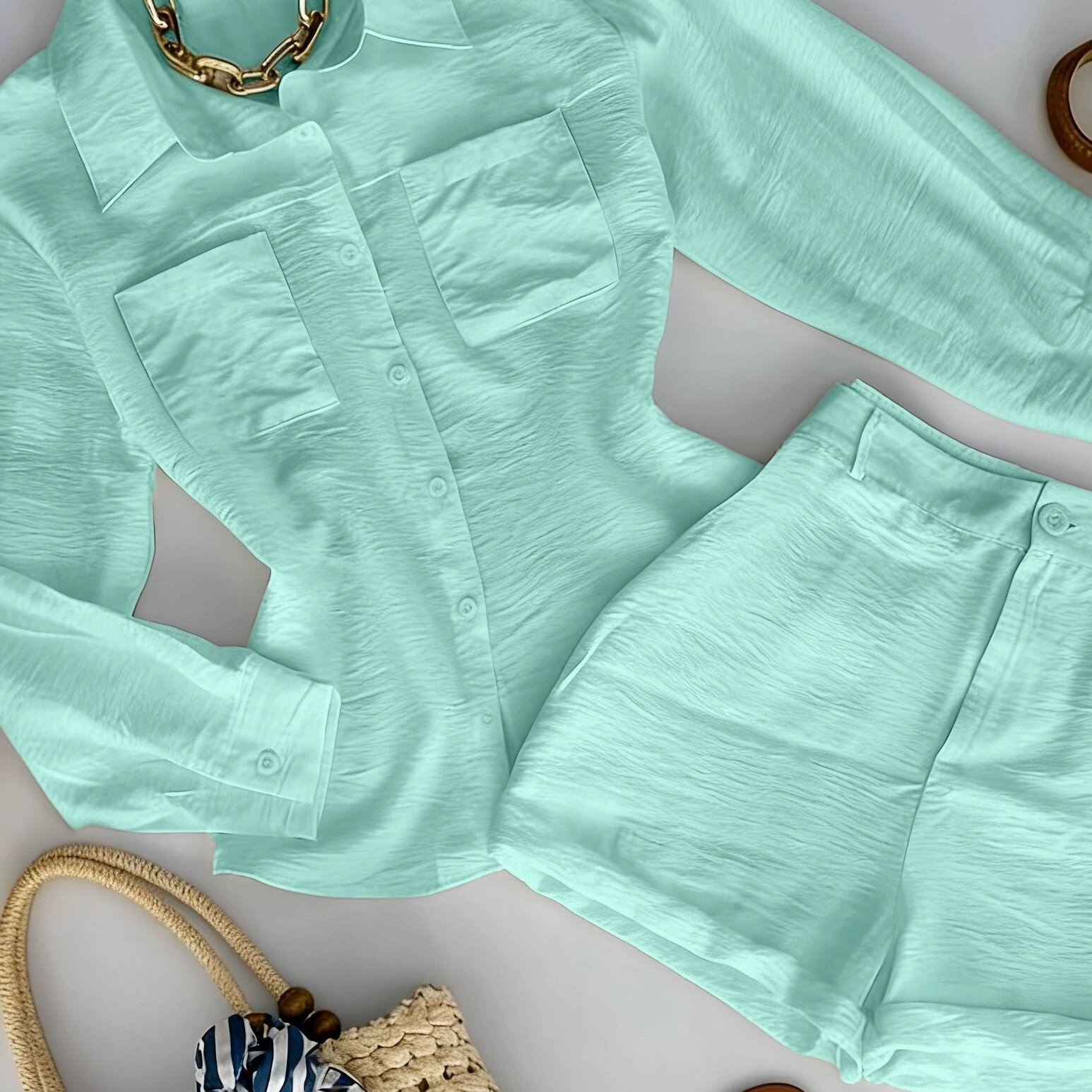 TEMU Women' Color Shirt Shorts Set