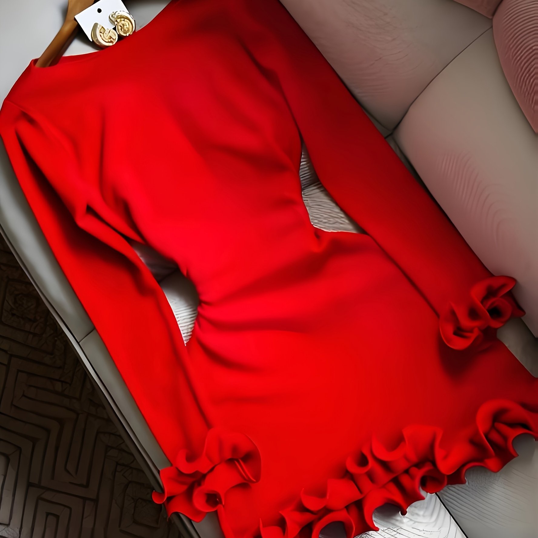 TEMU Fall Winter Elegant Black Y2k Style Long Sleeve Bodycon Dress