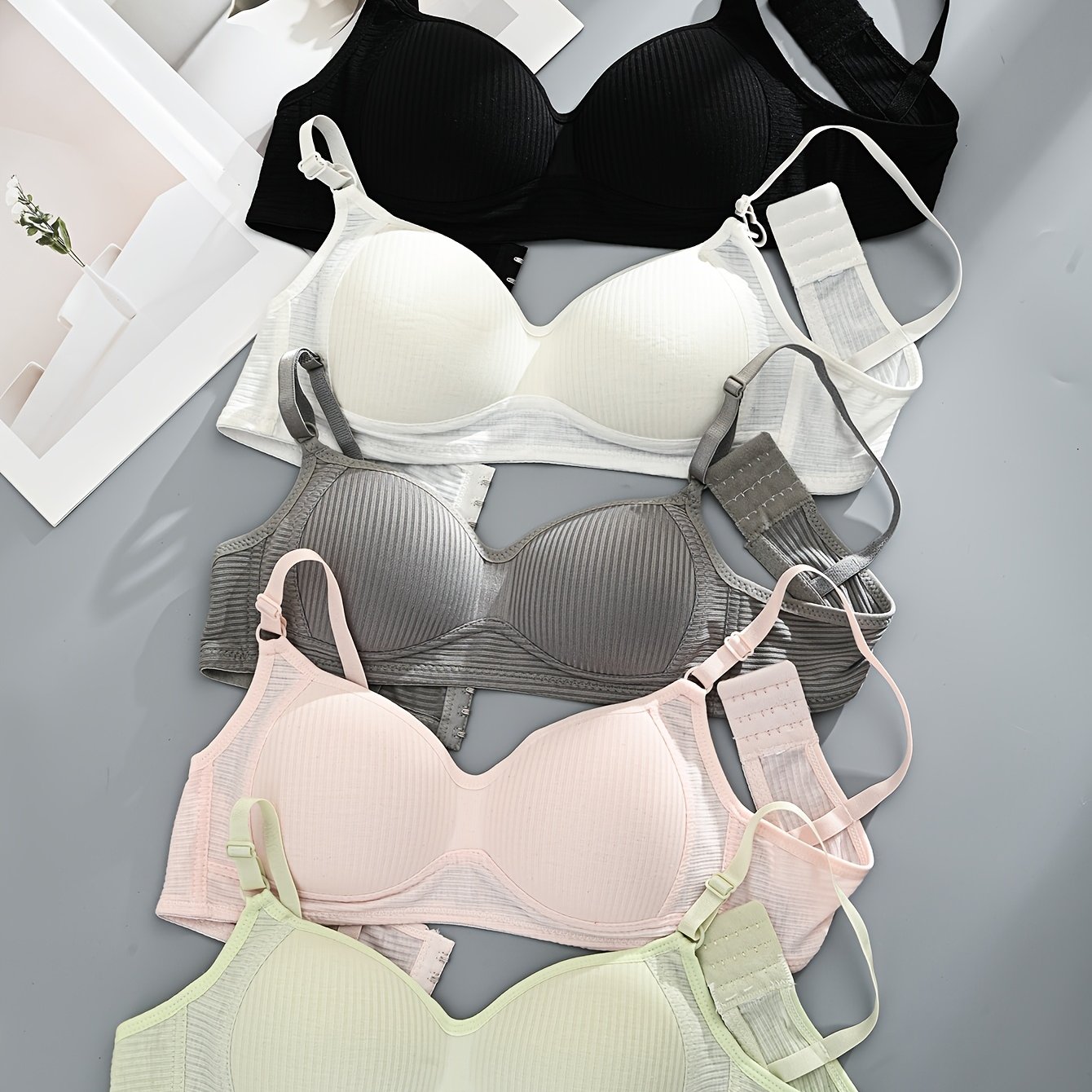 TEMU 5pcs Spring/summer Wireless Bras For, Push-up Thin Breathable Underwear For Small Busts, 2026 New Style, For Teenager