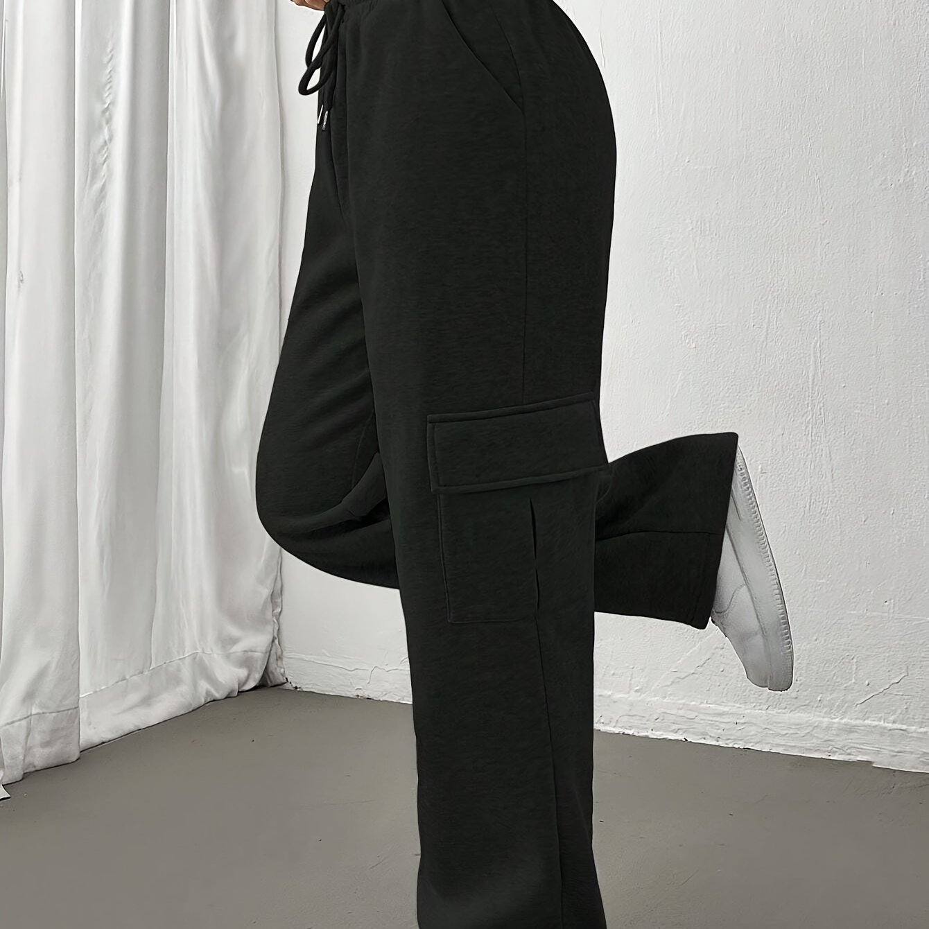 E-shop Damen Herbst- und Winter-Fleece-gefütterte Sweatpants mit Seitentasche