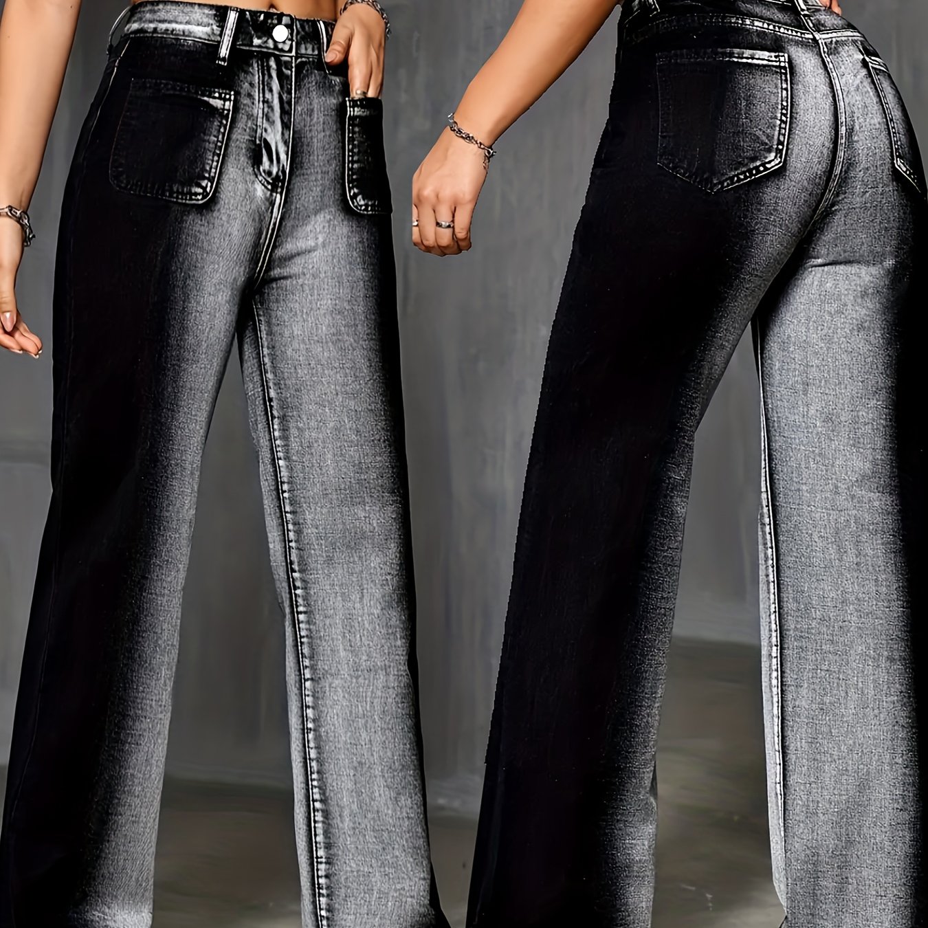 Ladies' 2025 -fit Straight Leg Jeans With Hand-scraped Gradient, Casual Jeans With A