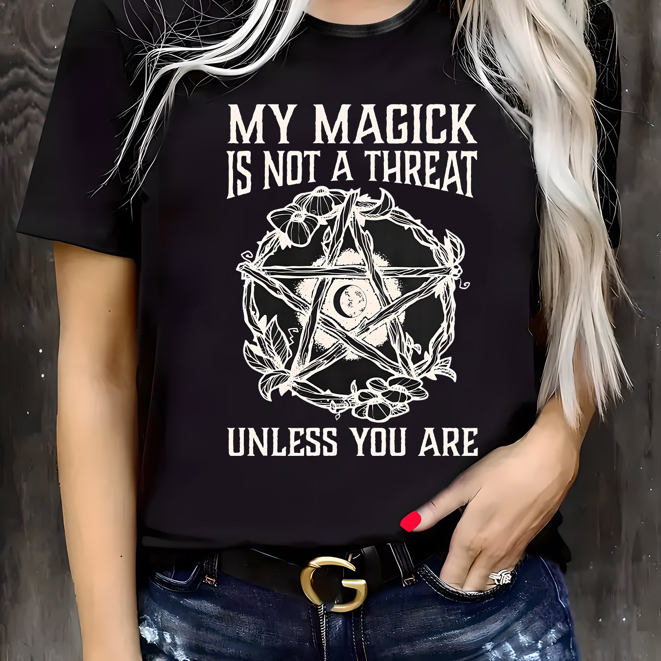 TEMU Women's Casual Graphic T-shirt - "my Is Not A " Print, Round Neck, Short Sleeve, Stretch Knit Fabric, Black With White , Comfortable Top,