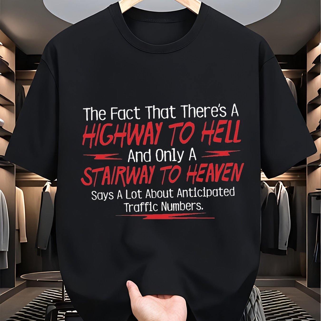 TEMU Graphic T-shirt - Unique Statement Tee With Red And_0623 Crew Neck , Breathable And Light, Ideal For Athletic And Casual Wear, Plus Size