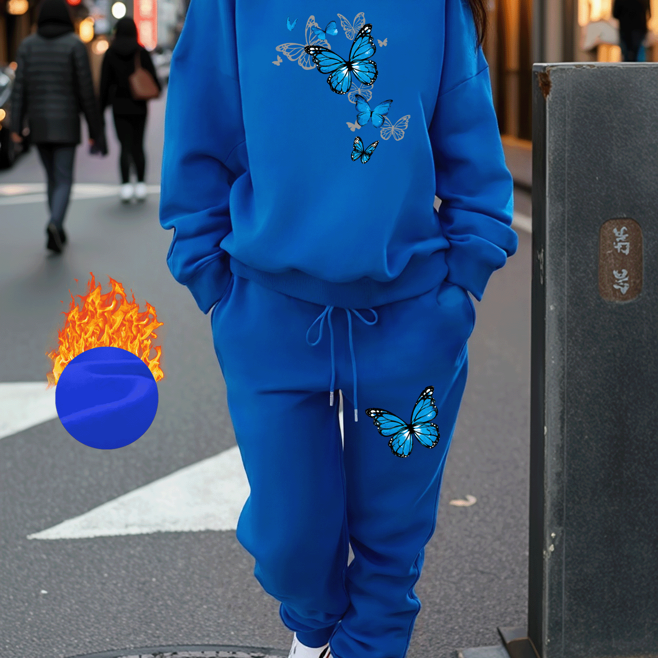 TEMU Ensemble Automne/Hiver pour Femmes Grande Taille avec Imprimé Tendance et Doublure. un Sweatshirt Décontracté à Col Rond Confortable et