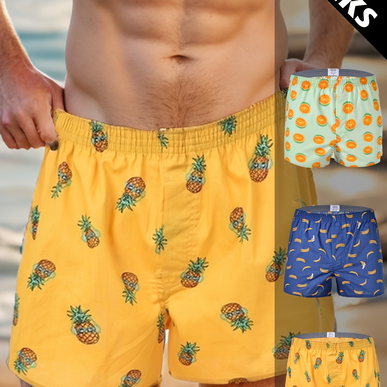 Image of 3pcs Men's Printed Boxer Briefs, Breathable Mid-waist Boxer Shorts, Men's Casual Lounge Boxer Shorts, Comfortable, Breathable, And Versatile Daily Men's Shorts