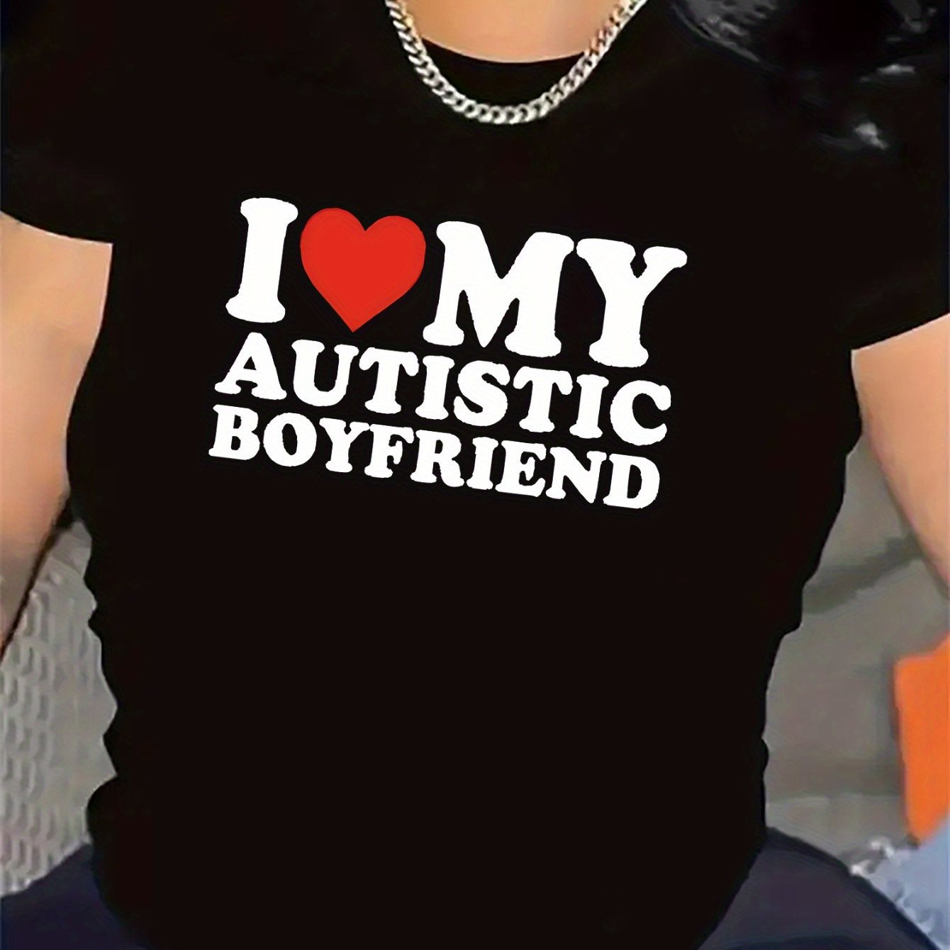 TEMU A T-shirt Featuring A Print That Expresses Love For Boyfriend, Suitable For Indoor And Outdoor Activities. It's Durable, Comfortable, And Makes