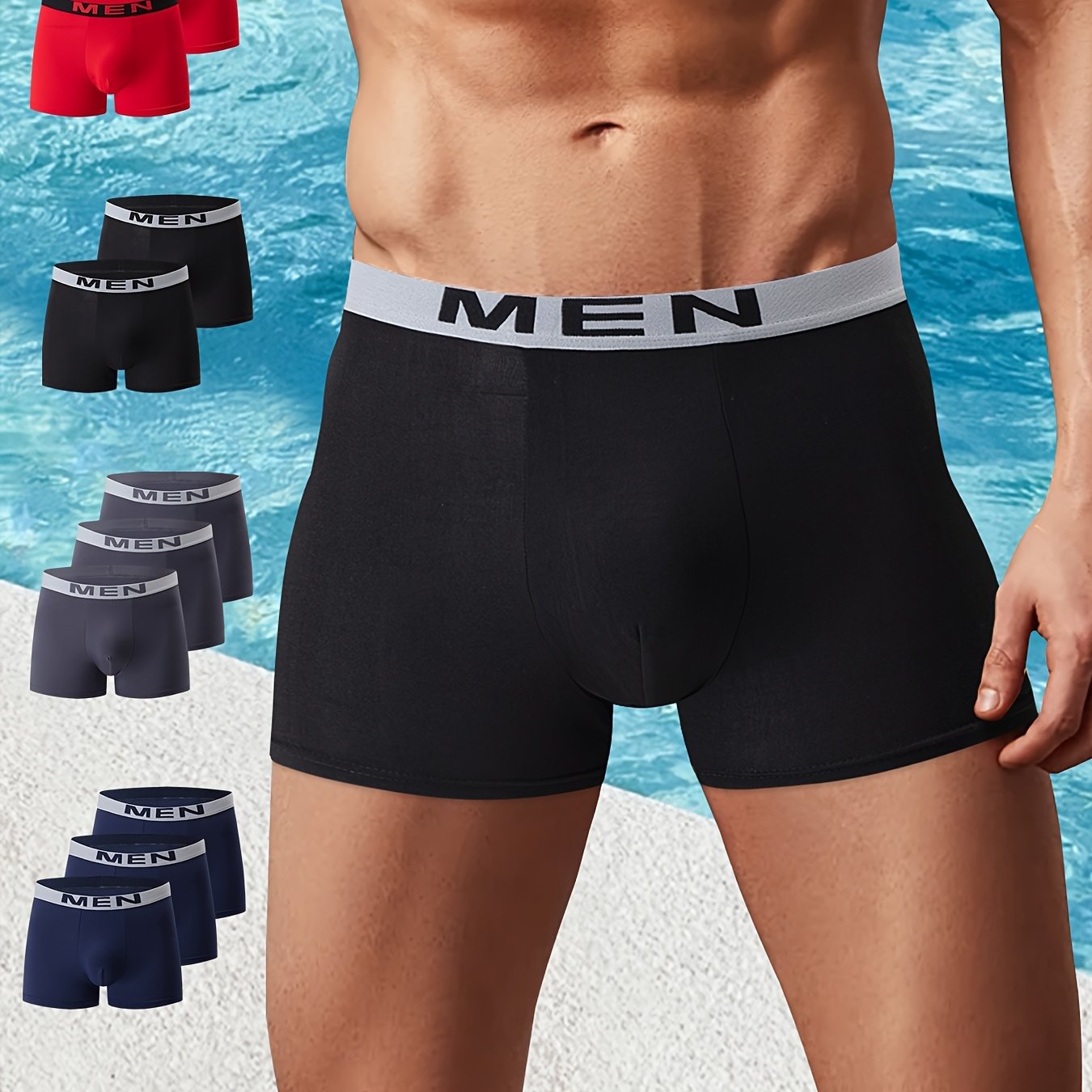 10-pack Men's Boxer Briefs - Breathable Stretch , Solid Color Casual & Athletic Underwear, Mid-stretch Fabric For Casual Attire & Active , Men's Underwear | Elastic Waistband | Stretchable Material