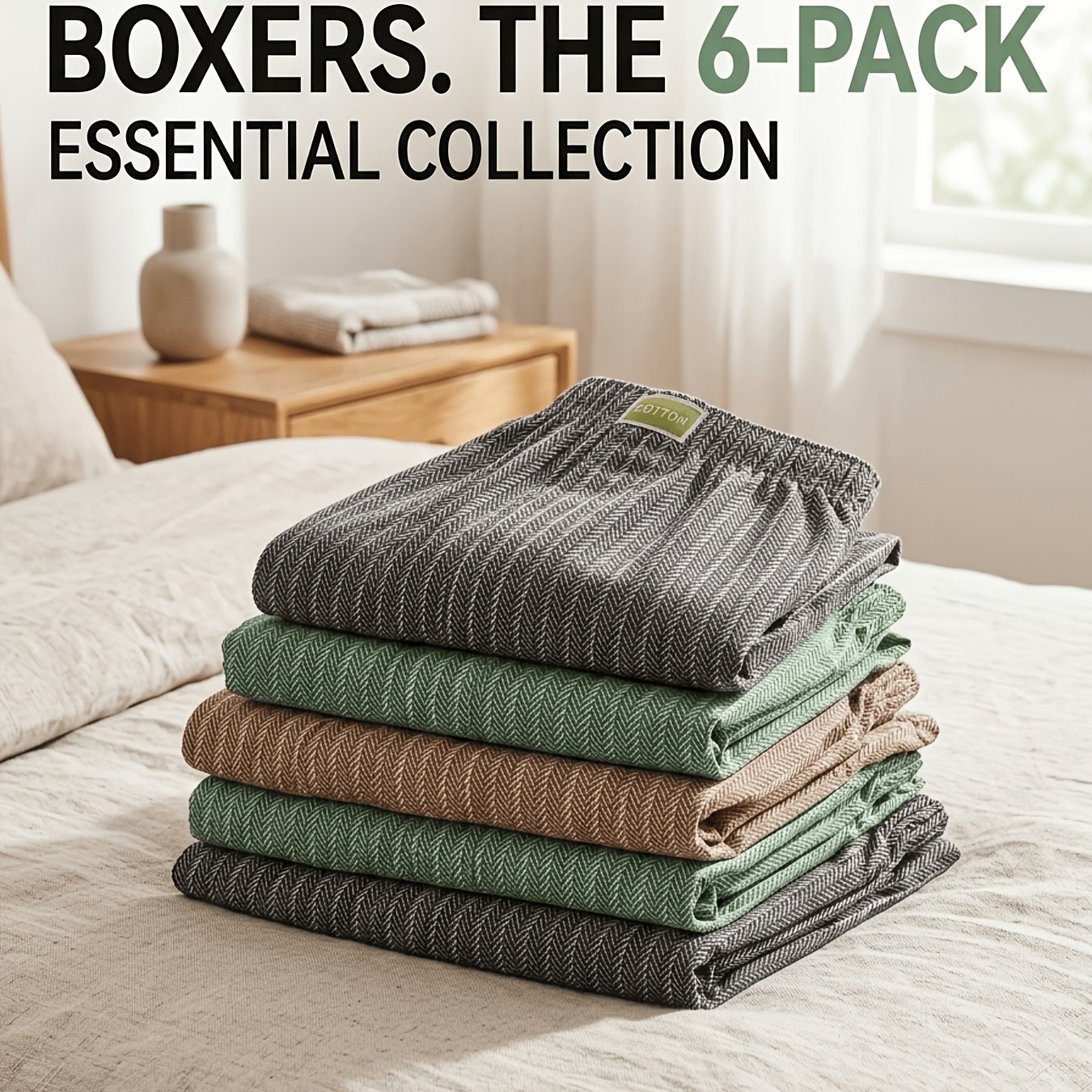 6pcs Pc Vertical Striped Men's Boxer Briefs With Small Fabric Label, Loose Casual Men's Boxer Shorts