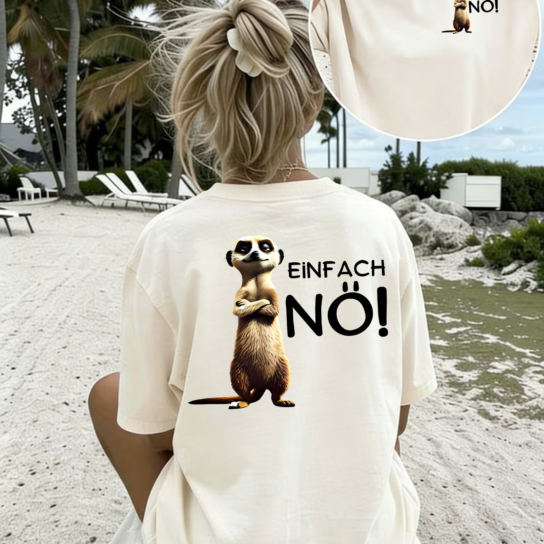 Image of Women's Crew Neck T-shirt - "einfach No!" Double-sided Graphic Tee, Casual Top, Soft Lightweight Shirt For Sassy , Fun Gift For German- & Wildlife Enthusiasts, Breathable Fashion