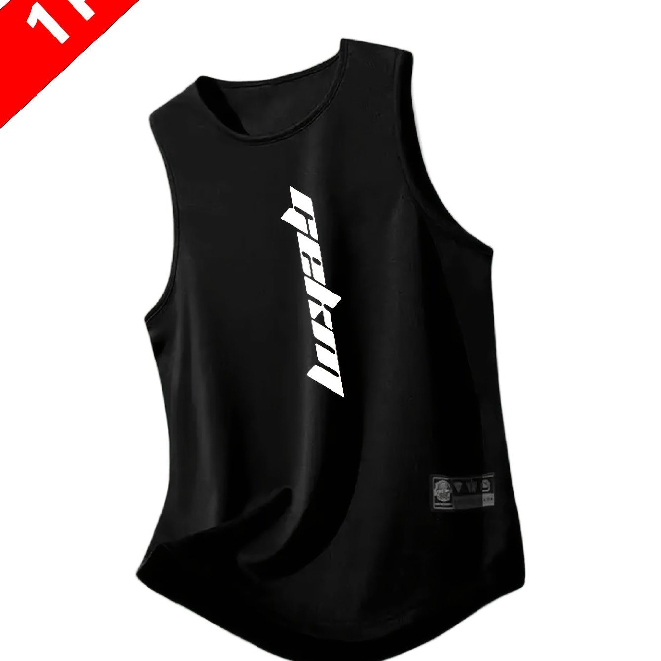 TEMU Camiseta sin deportiva de secado rápido y transpirable para hombre - Camiseta de entrenamiento sin de poliéster con estampado GEKM para correr,