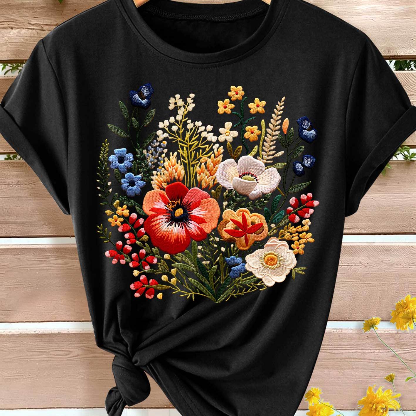 TEMU Summer New T-shirt Women's Flat Outing Vacation Summer Travel Outfit Spring Summer Autumn Elegant Retro Style Loose -match Casual Sporty Soft