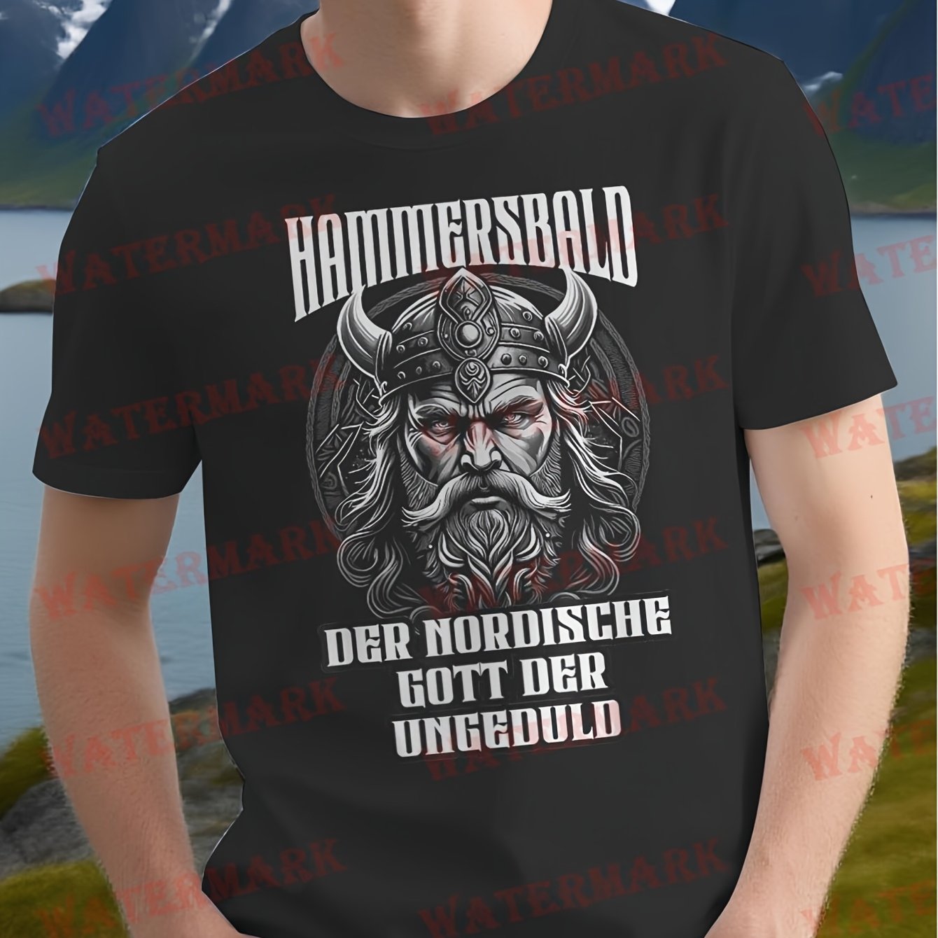 Image of Hammersbald, The Norse Representing , A For Men And Women This Apparel Features A Graphic Design On Medium-weight Fabric, Ensuring Durability And For Everyday W Cotton Printed Shirts For Men And Women