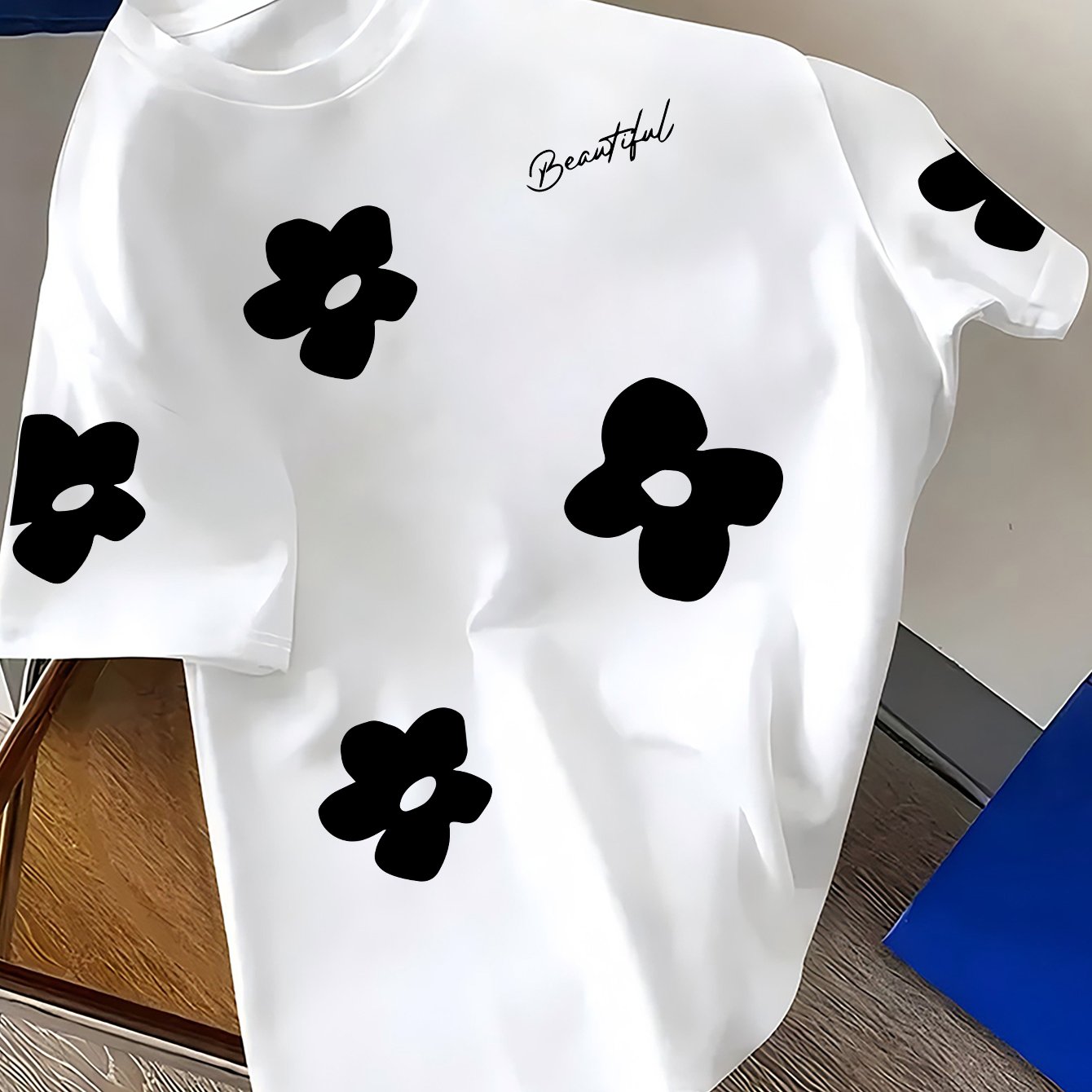 TEMU Easy Floral Print Short Sleeve T-shirt, Casual Men's Versatile Top