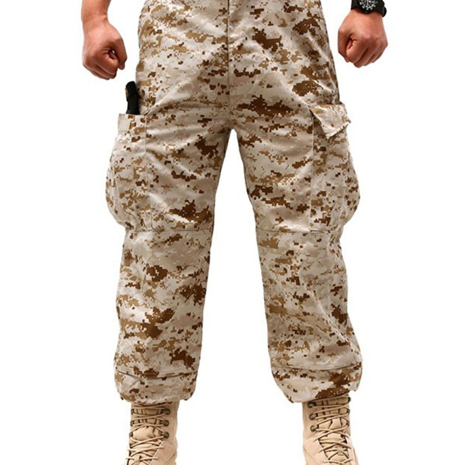 Men's Casual Camouflage Outdoor Multi-pockets Hiking Working Cargo Pants Trousers