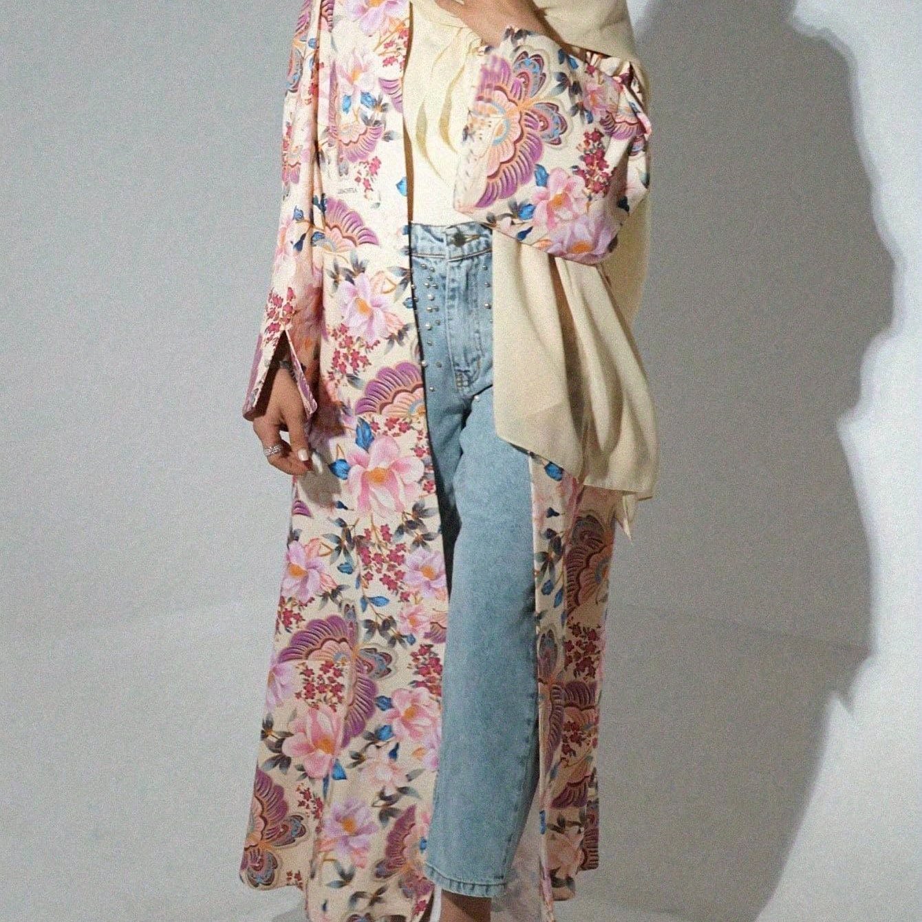 In Stock Middle Eastern Traditional Elegant Abaya Printed Robe Loose Cardigan Outerwear Long Dress