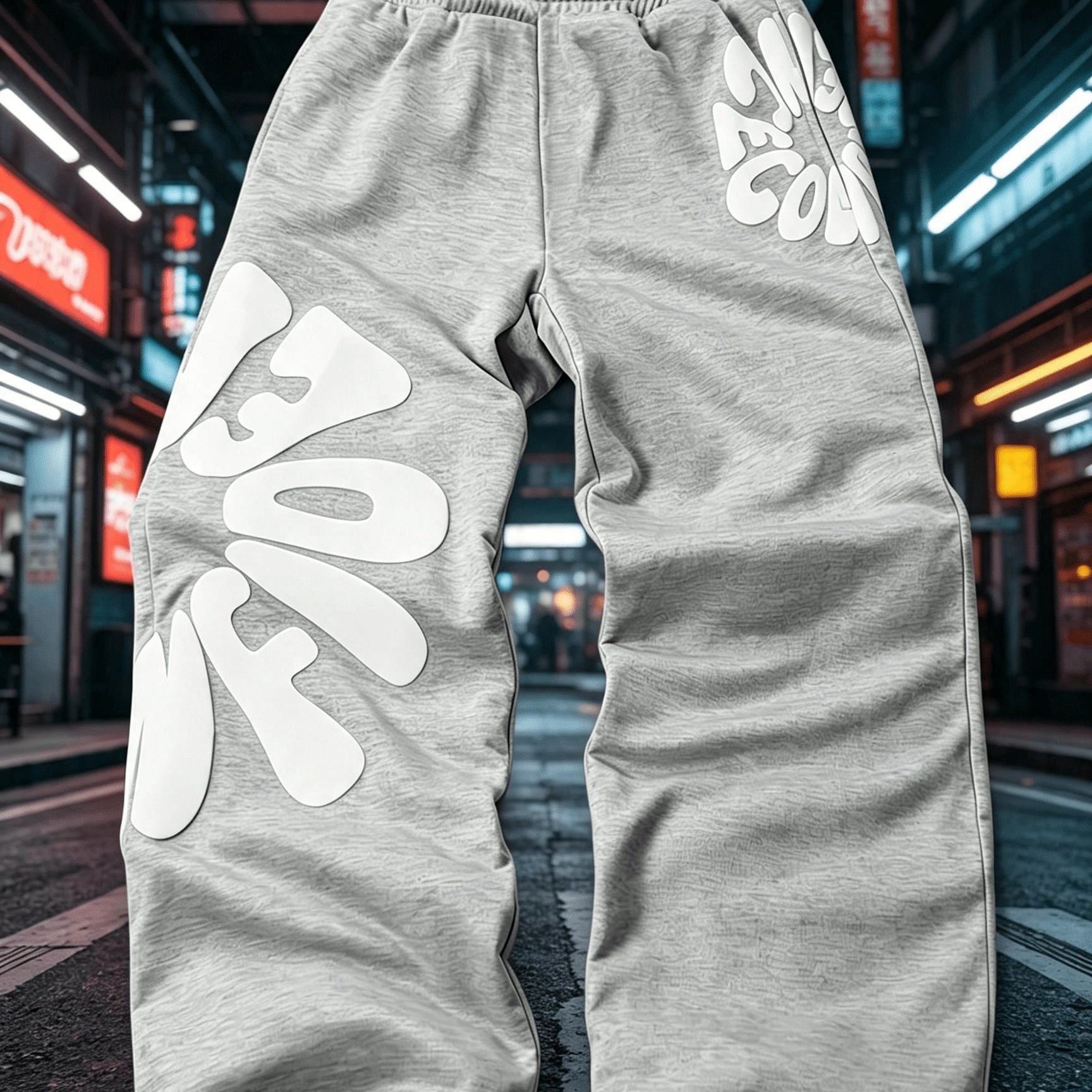 TEMU Unisex Double Waist Head Fashion Casual Long Pants Wide-leg Trousers, Casual Straight Fit, Fashionable Print Loose Style Comfortable Fabric,