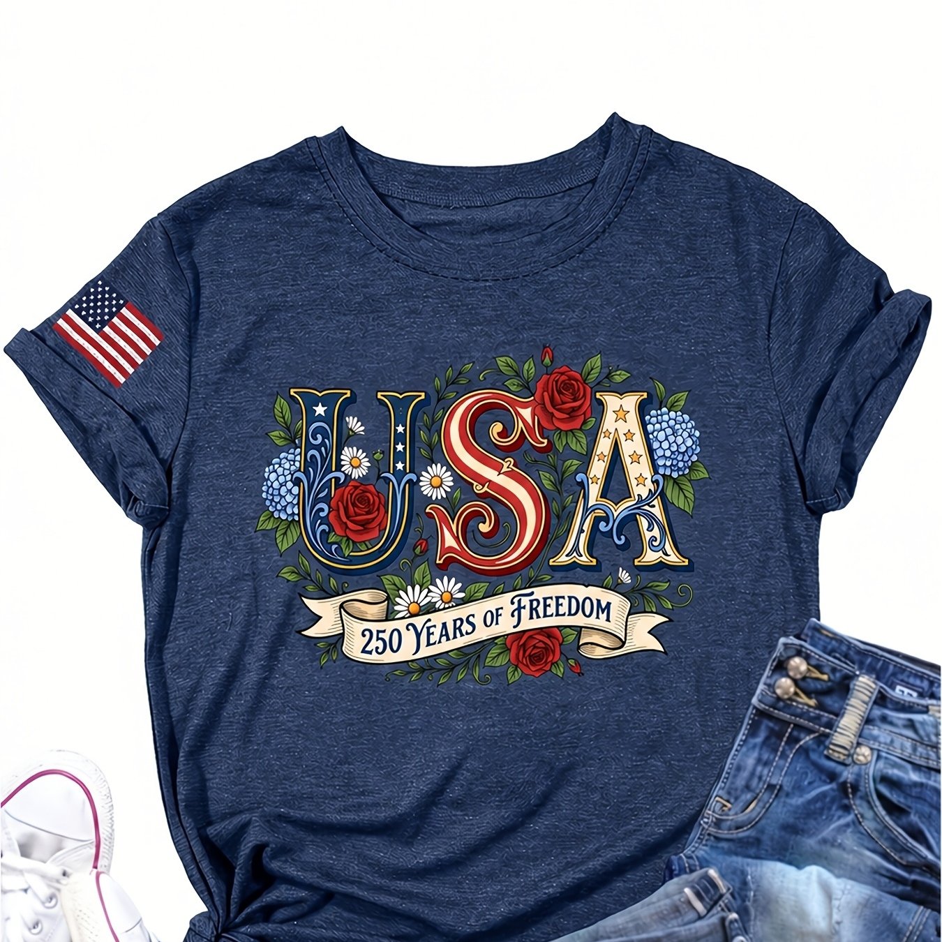 TEMU Outfits Pure Teenager Plus-size Round-neck Short-sleeve T-shirt, For Teenager