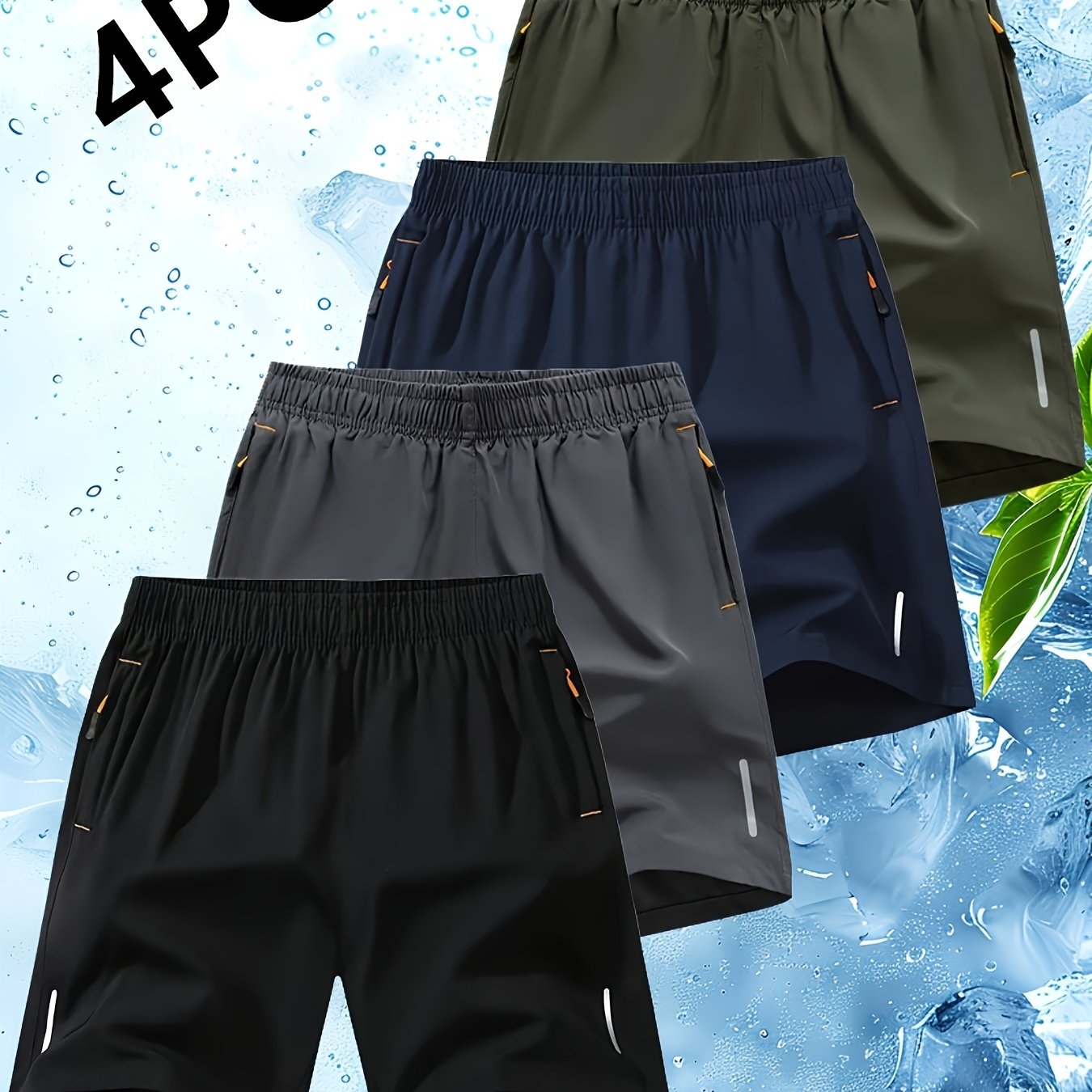 Image of 4pcs Men' Athletic Casual Shorts Set, Breathable Quick-dry Trendy Fitness Shorts, Ideal For Summer Exercise