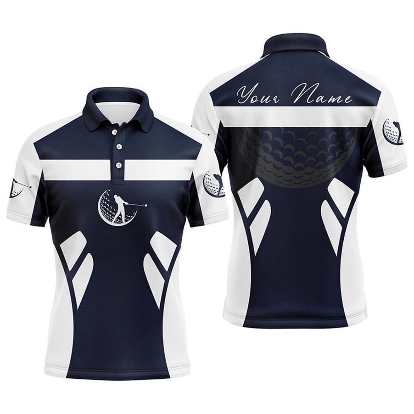 TEMU Men's Custom Golf Shirt With Golf Ball Print, Durable And Stylish For Casual Wear