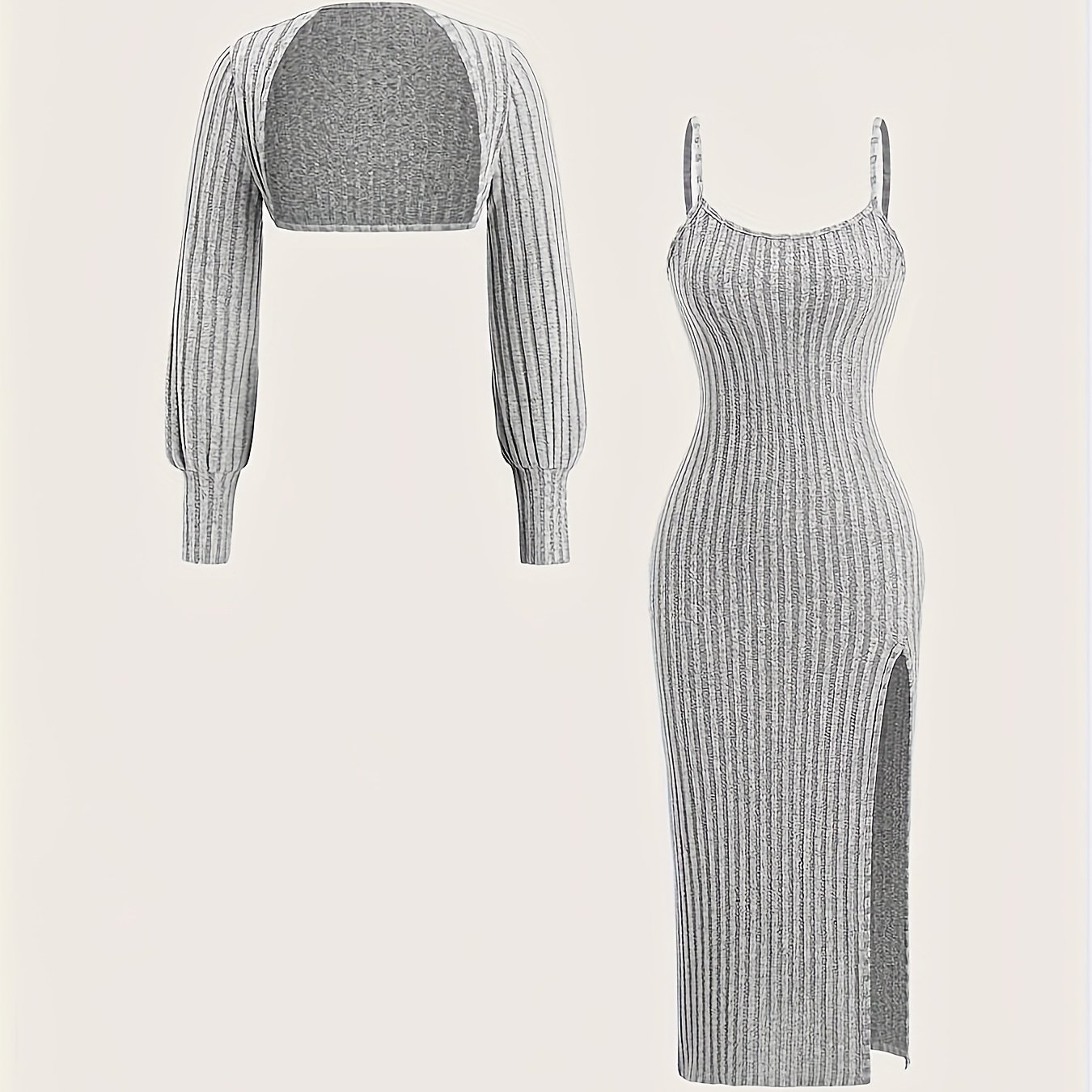 TEMU Fashionable Solid Color Versatile Slim-'s Dress Set