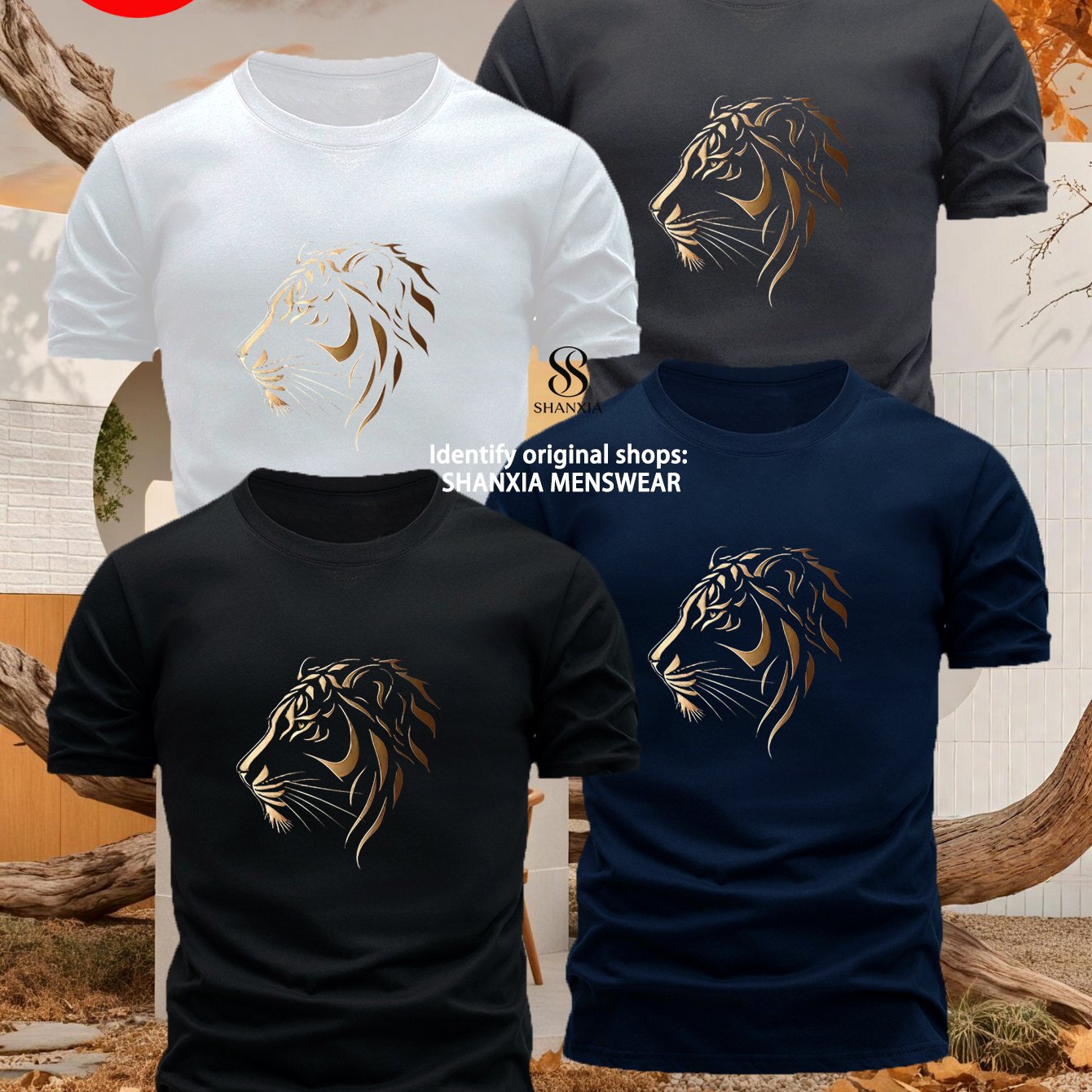 TEMU 4pcs Men's Fashion Short Sleeve T-shirt Set, Each Piece With Exquisite Head Pattern, Showcasing A Perfect Blend Of And Power. Easy And Design,