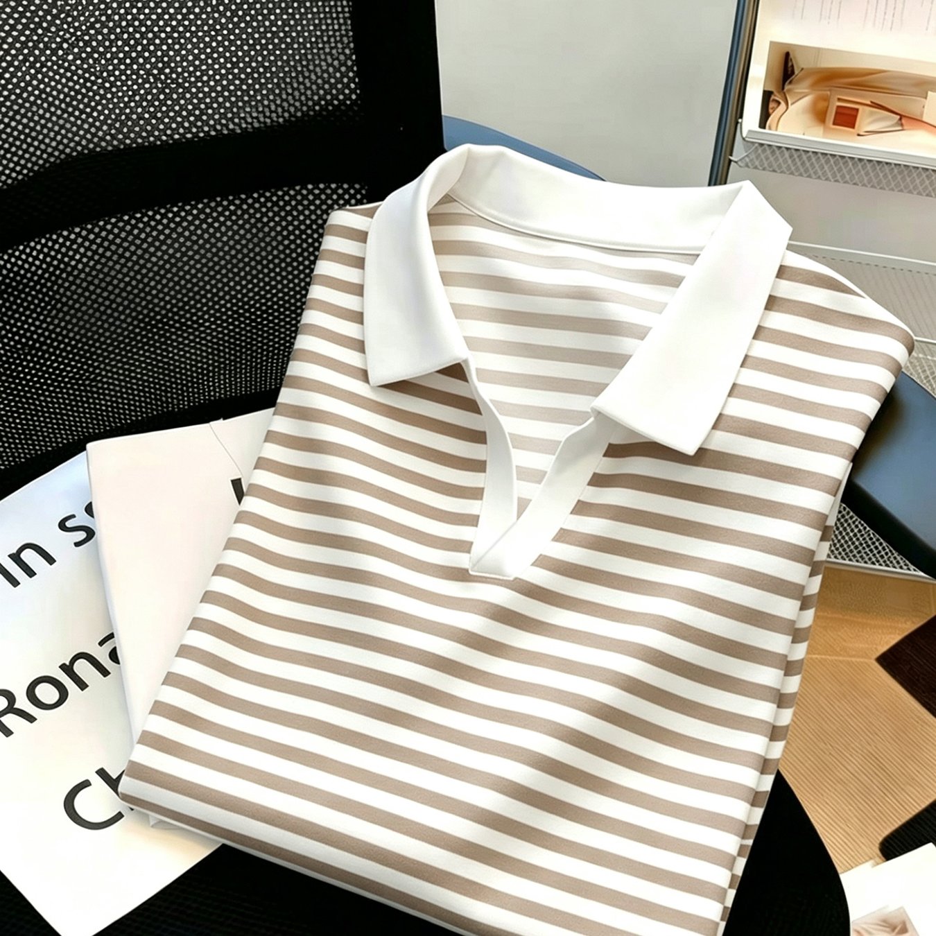 TEMU Women's Spring Summer Casual Striped Neck Short Sleeve T-shirt, Versatile Style, Suitable For Spring And Summer Wear