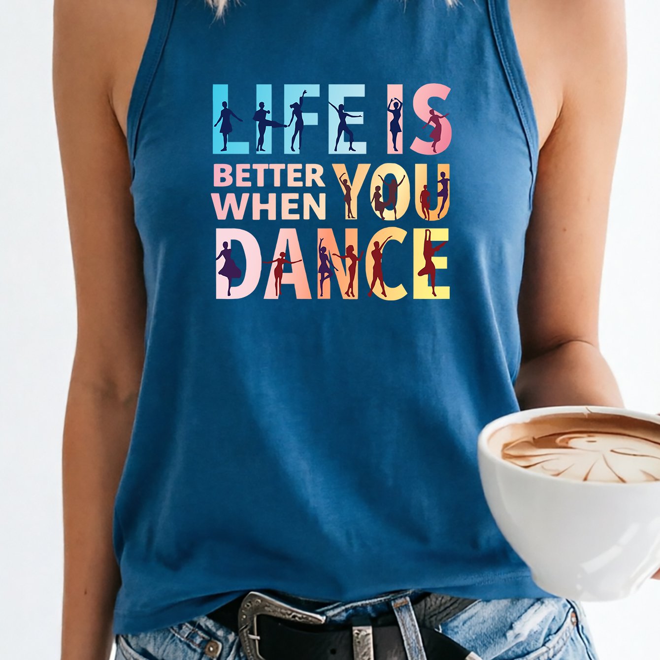 TEMU 1pc "lifeisbetterwhenyoudance" Print Round Neck Tank Top, Summer Breathable Casual, Women's Fashion Athletic Wear