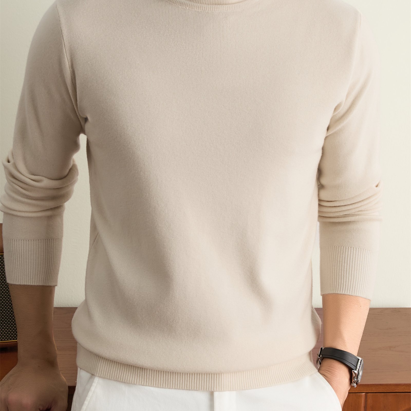 TEMU Katemar Crrtmaro Autumn/winter Knitted 3d Solid Color Half-turtleneck Sweater, Basic Knit Pullover, Men's Fashion Long-sleeve Knitwear Dm