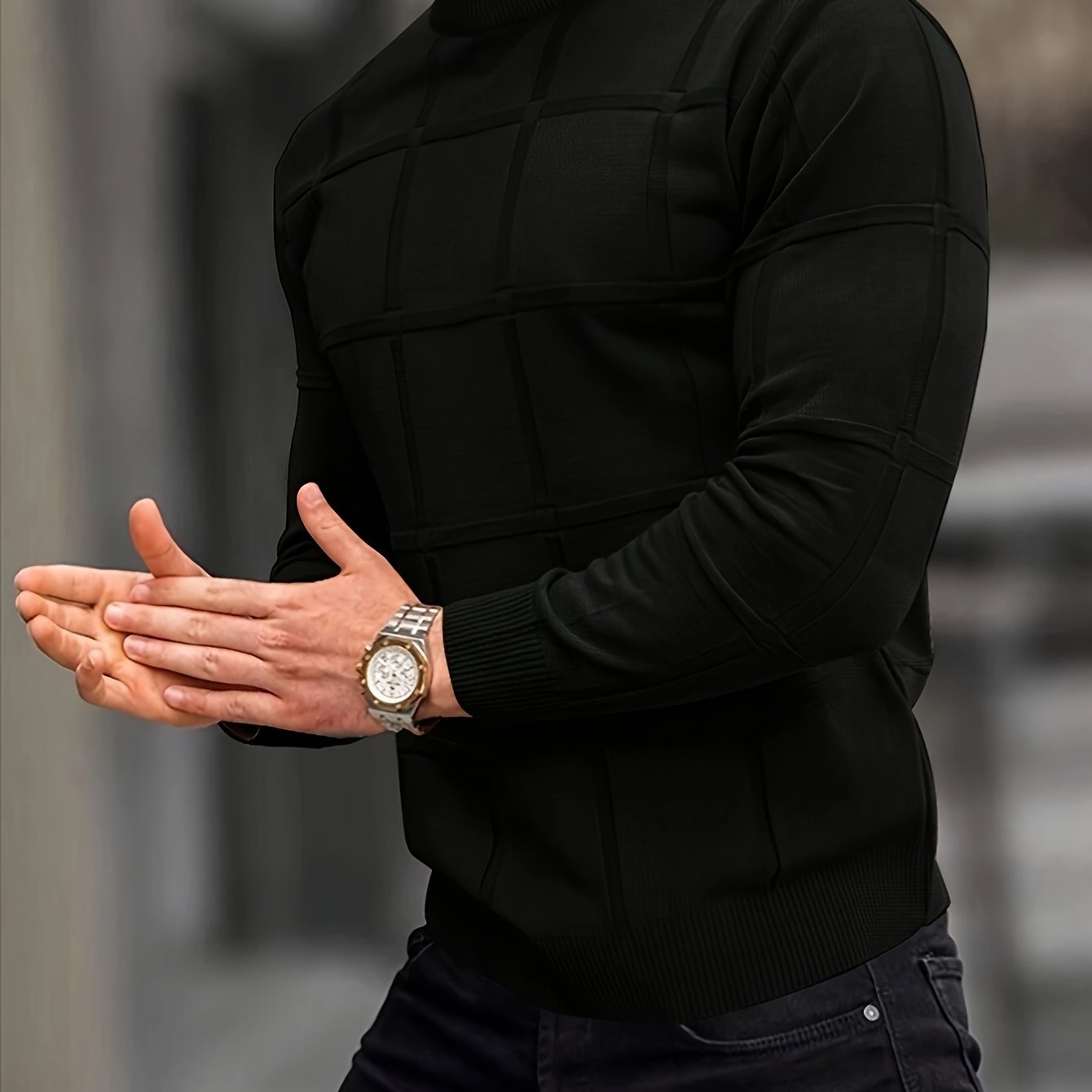 Image of 2024 Cross-border 's Sweater Round Neck Small Collar Pullover (men's Warm Top), Knit, Autumn/winter Essentials