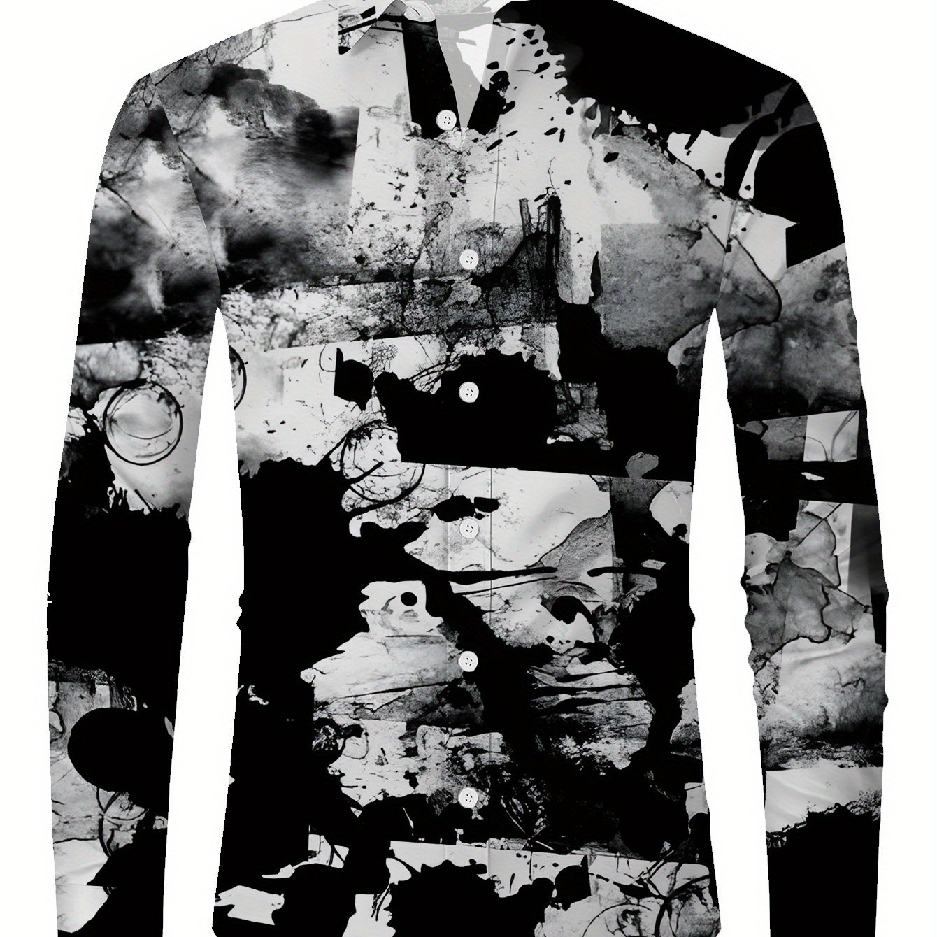 TEMU Men' Long-sleeve Shirt In A Regular Fit, Stylish And Casual With Color-blocking Design
