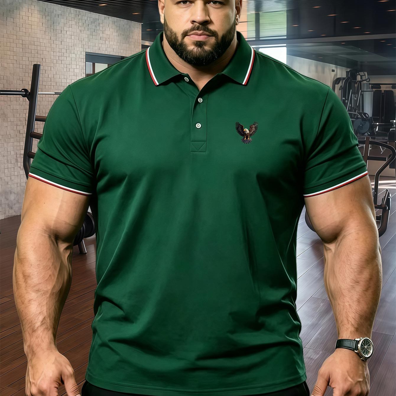 TEMU T893-ying Plus Size Men's Short Sleeve Top, Lapel Collar Sporty Casual Shirt, Classic Men's Shirt, Plus Size