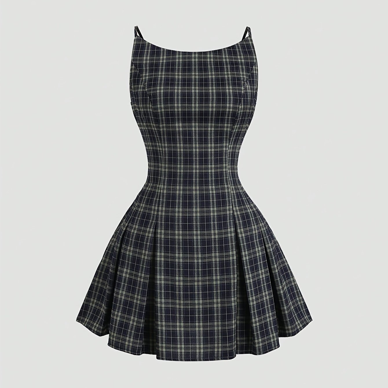 TEMU New Stylish, Elegant, Easy, And Temperament-enhancing Plaid Slim-fit Sleeveless Women's Dress, Elegant Everyday Versatile Women's Dress