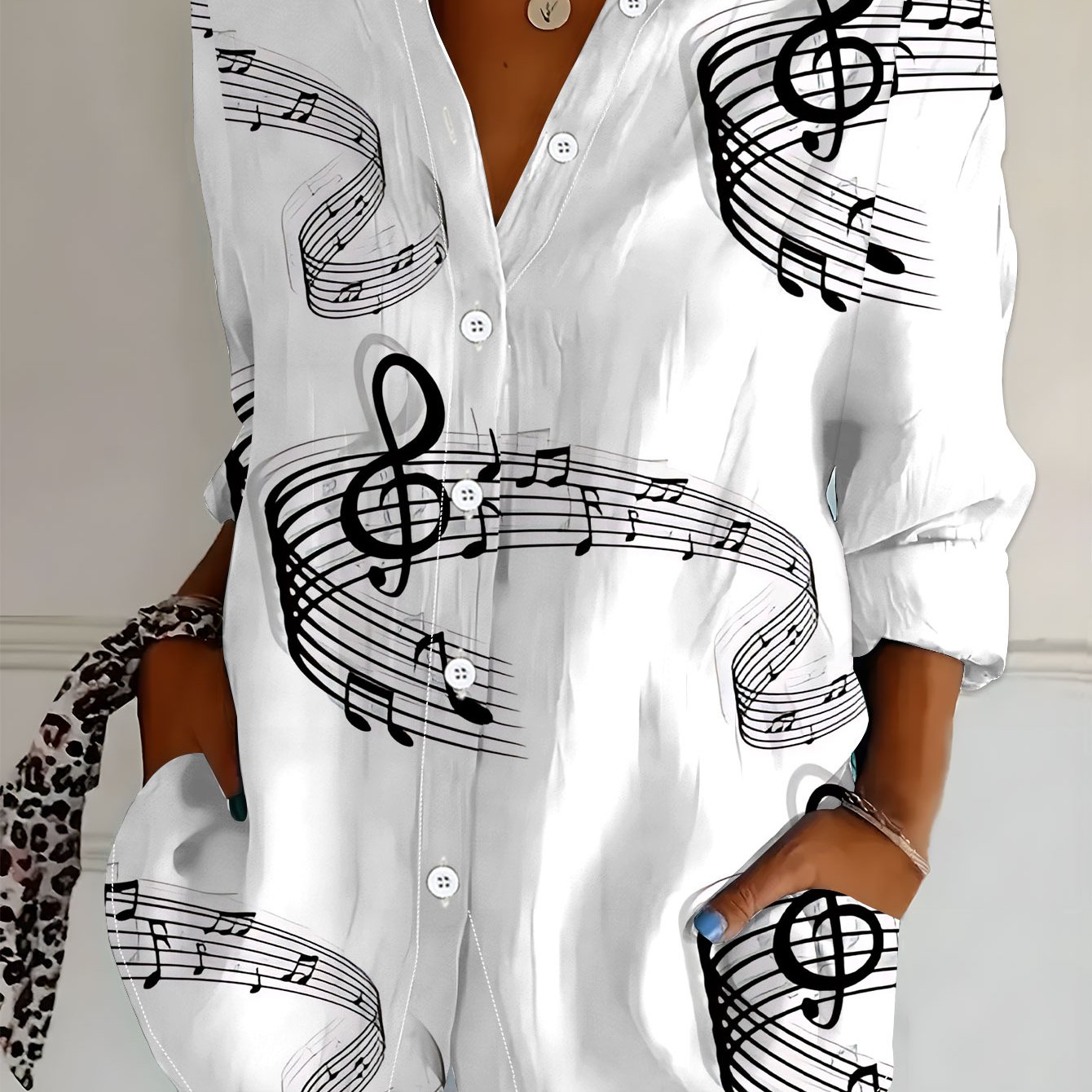 TEMU Plus Size, New Plus-size Women's Long-sleeve Shirt, Versatile And Stylish Casual Button-up Lapel Blouse, Loose 's Long-sleeve Top, Mature And