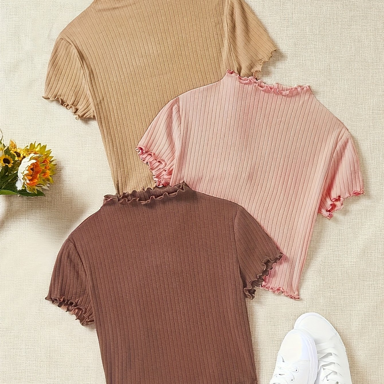 TEMU A Set Of 3 Solid Color Casual Sleeveless T-shirts For Spring And Summer In Europe And America