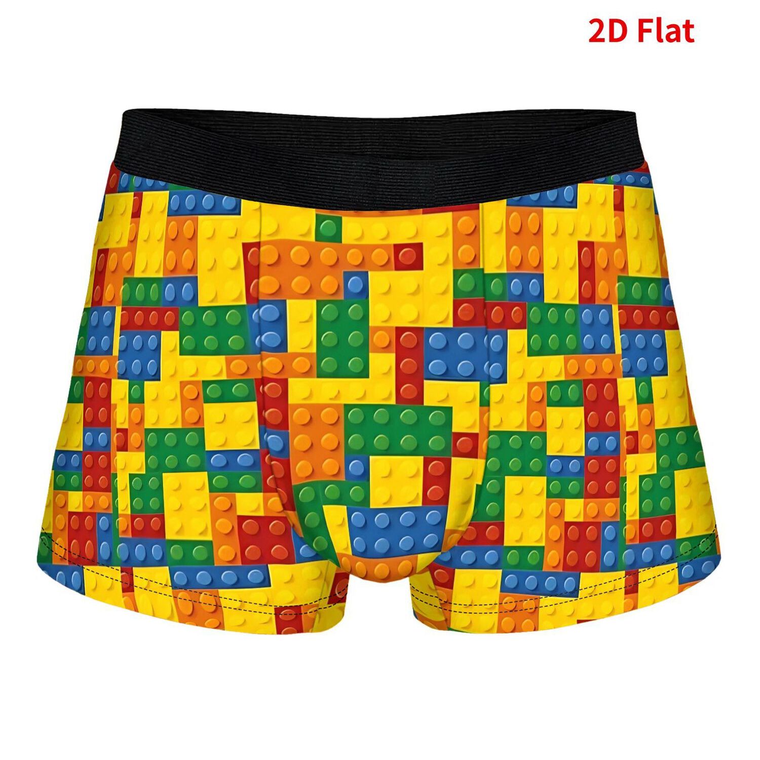 TEMU Building Block Men's Boxer Shorts, Polyester Design Comfortable Underwear Machine Washable Suitable For Daily Wear And Gifts, 2d Print Design