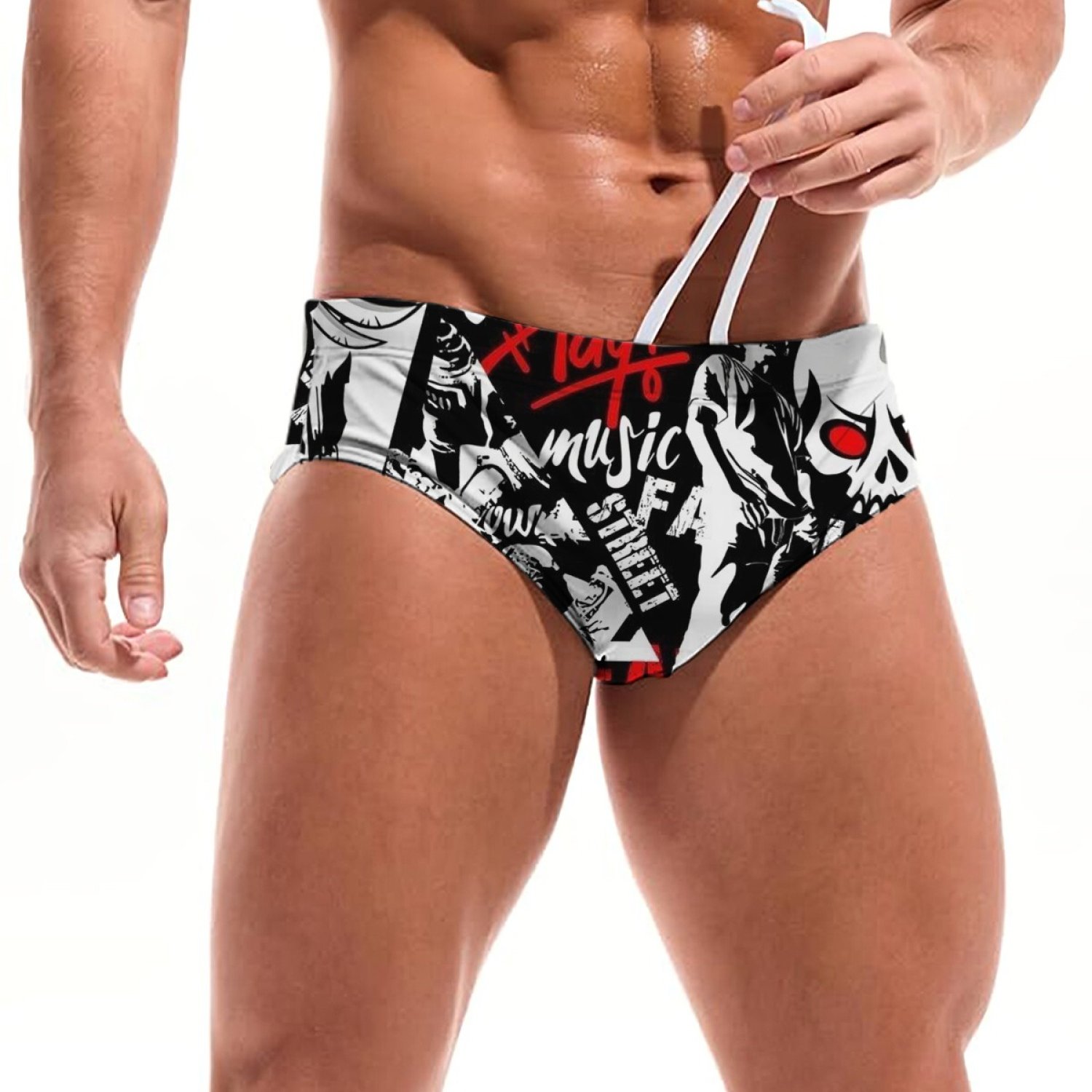 TEMU 1pz Slip da Bagno con Stampa Graffiti Cool, Moda Casual, e , Lavabile in Lavatrice, Abbigliamento Estivo, per Spiaggia e Piscina, Regalo per
