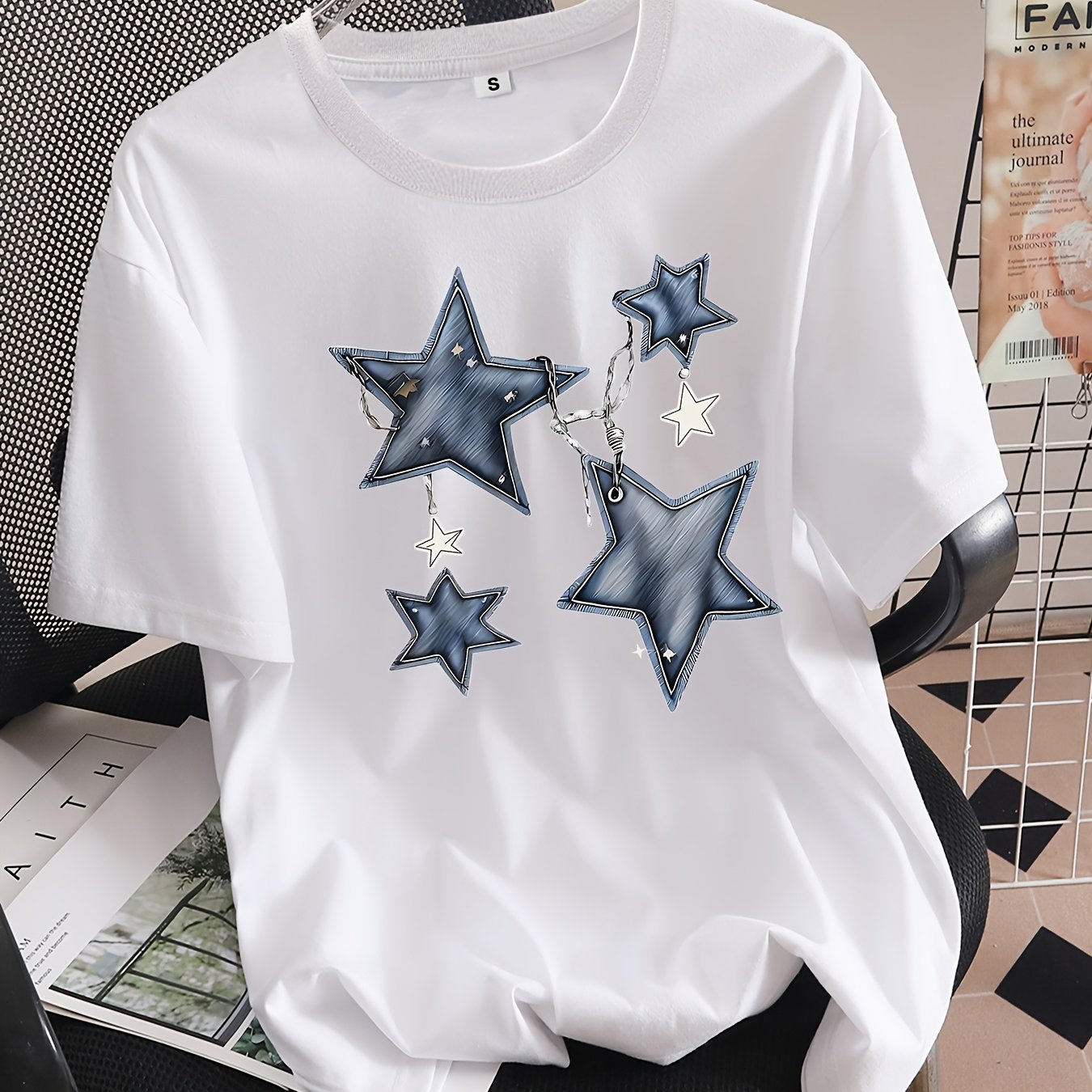 Fashion Women's Spring And Summer Round-neck Printed T-shirt