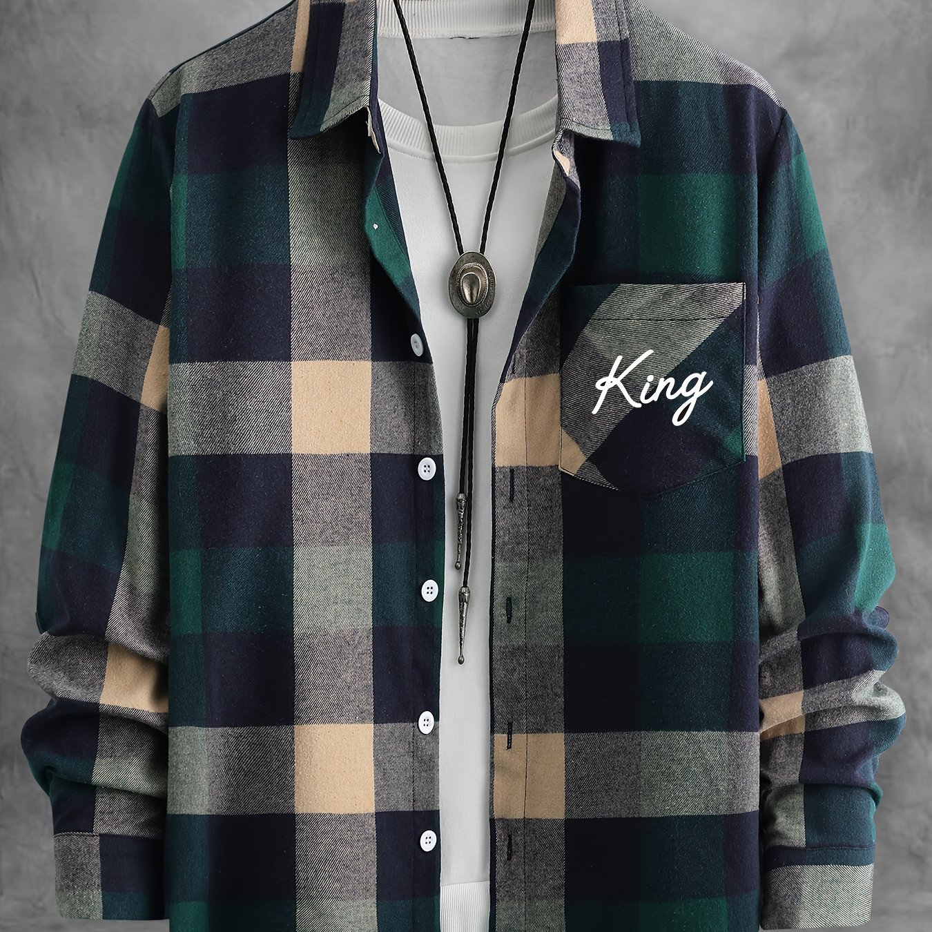 TEMU Camicia a maniche lunghe da con , motivo a quadri, singolo, abbottonatura, top e