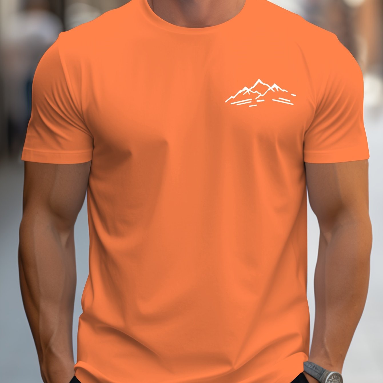 TEMU Men's Fashion Pattern Printed Regular Shoulder Short Sleeve T-shirt, Comfortable And Versatile, Suitable For , Perfect For Daily