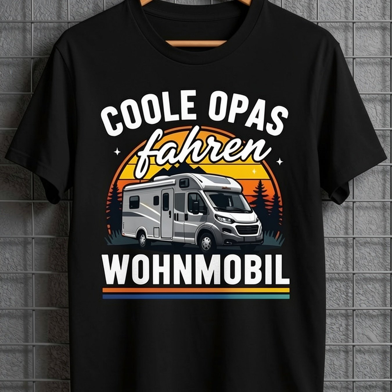 Cool Grandpas Drive Motorhome T Shirt Black Van And With German Text For Camping And Travel Enthusiasts- Magliette Uomo