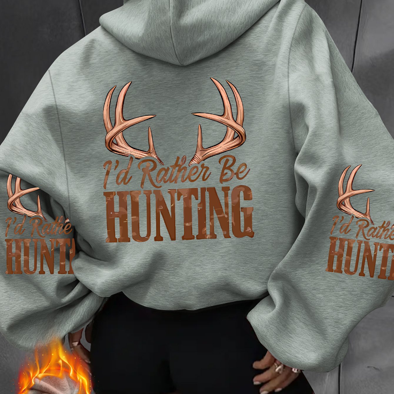 TEMU An Elegant And Casual Stylish Hoodie For Women, Featuring A Unique And Fun Antler Design Along With The Print "i'dzz Rather Be Hunting." It