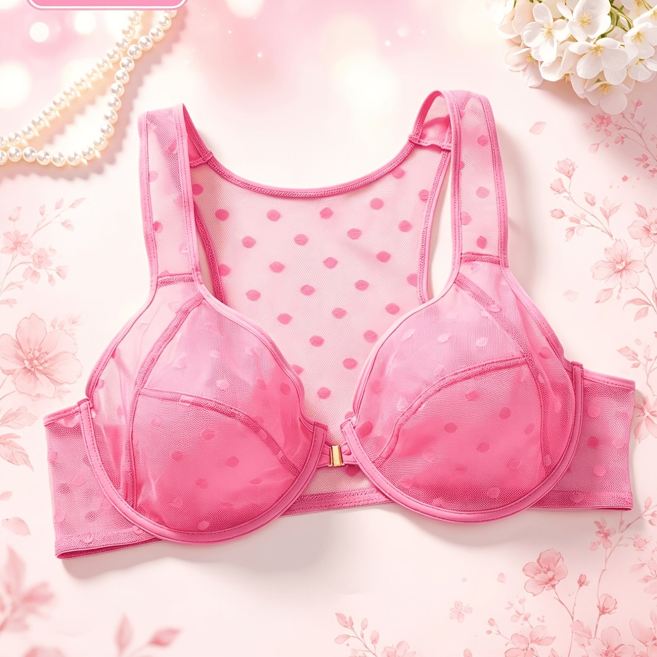 TEMU 1pc, Plus Size Women's Bra, Sexy Sheer, Underwire Support, Suitable For Daily Wear, Women's Lingerie