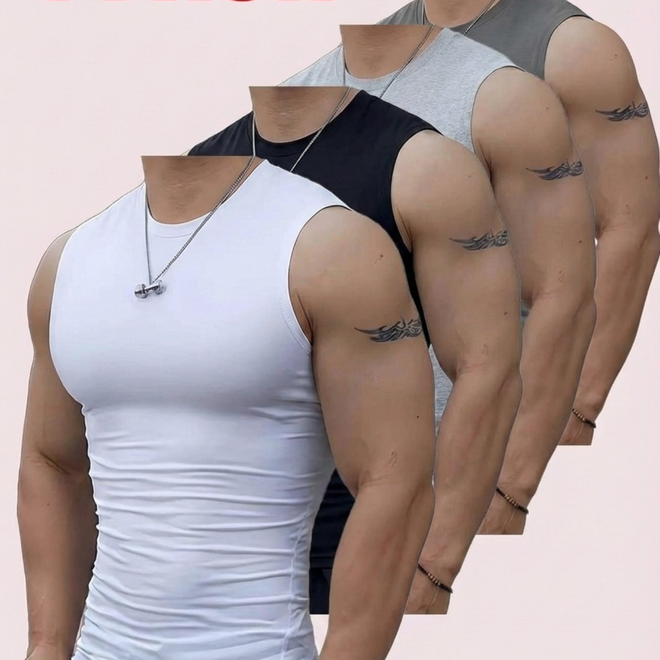 TEMU 4pcs Set Of Men's Body-shaping Gym Sports Vests- Breathable, Moisture-wicking Sleeveless Vests For Gym, Running, And Training, Tight-fitting